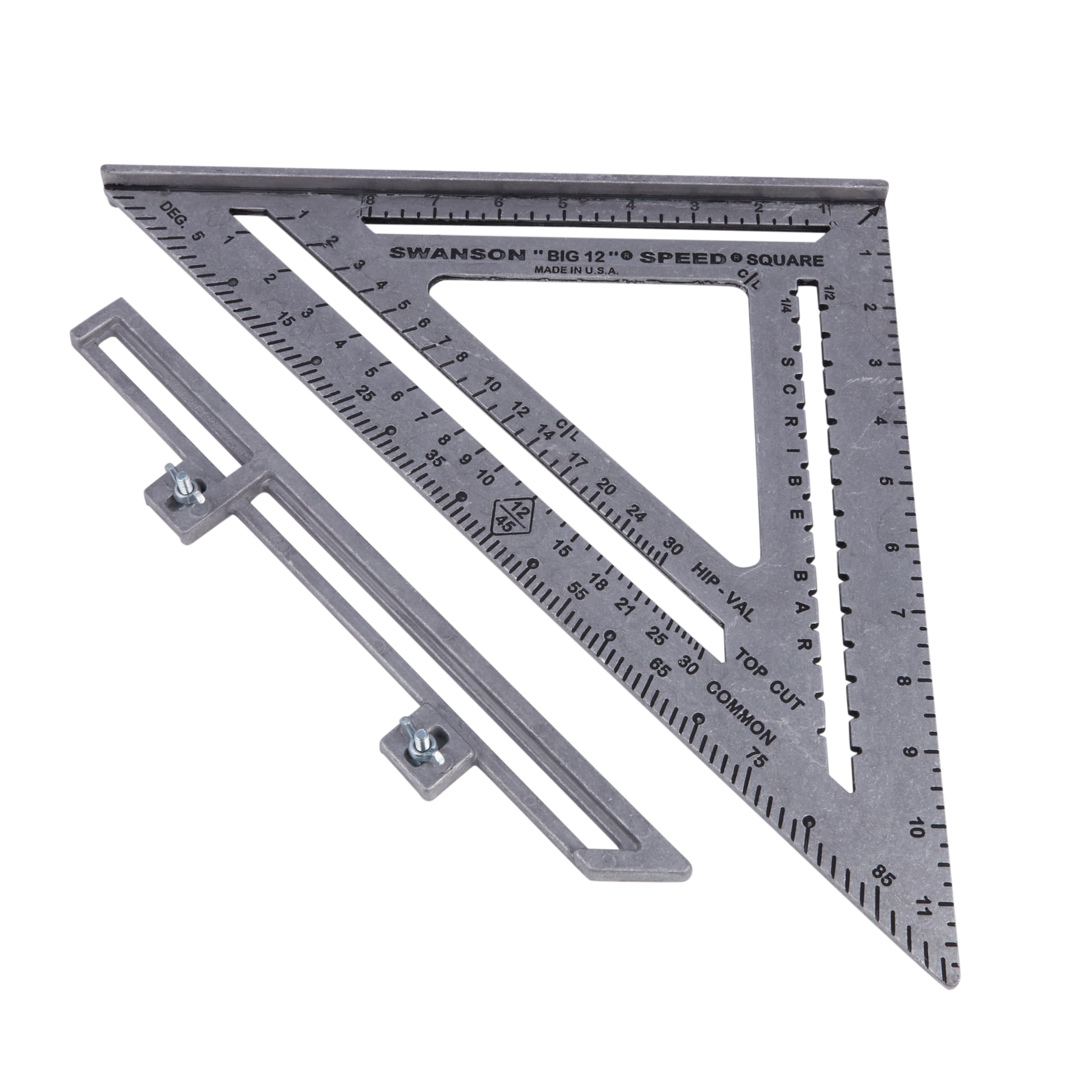 White Arcade Tri Square set Tool 90 Degrees Right Angle Ruler 12