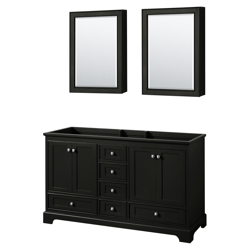 Wyndham Collection WCS202060DDECXSXXMED Deborah 60-in Dark Espresso with Polished Chrome Trim Bathroom Vanity Base Cabinet without Top (Mirror Included) (Medicine Cabinet Included)