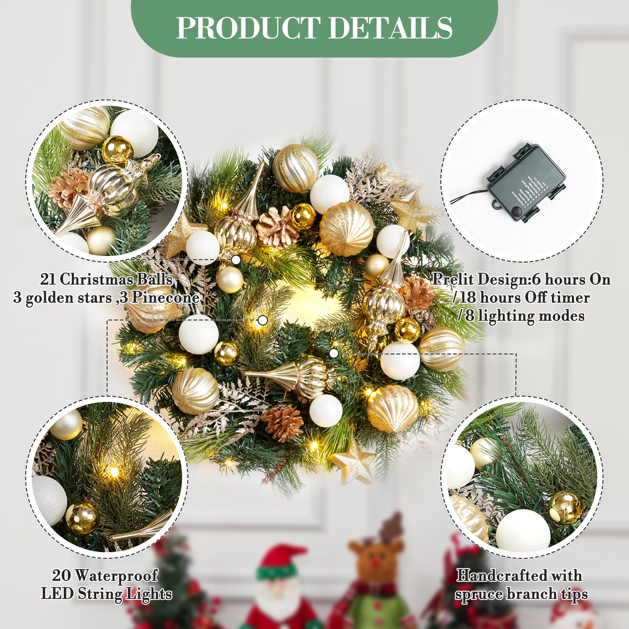 Garvee LHL-PHO-0Z3DKCVU Artificial-Christmas-Wreaths - View #4