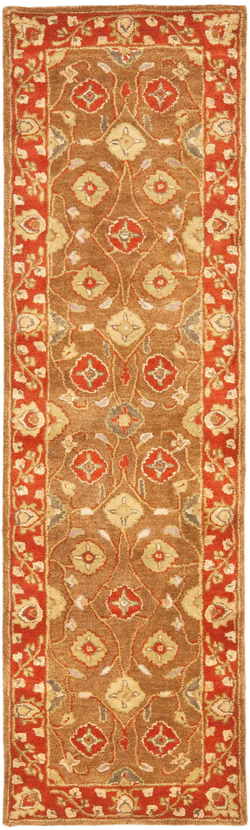 Safavieh Heritage Patna 2 x 8 Beige/Rust Indoor Floral/Botanical Oriental Handcrafted Runner