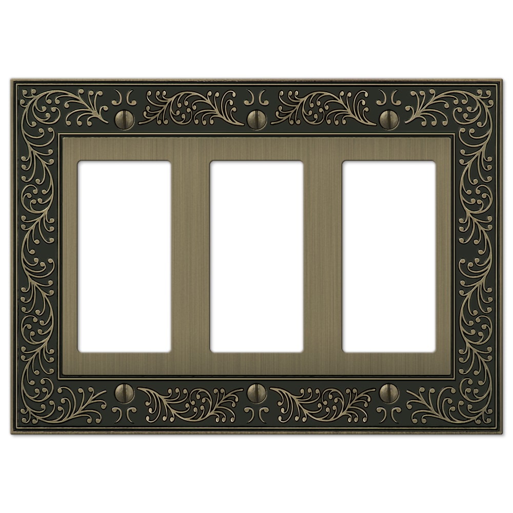 Amerelle 43RRRBB 3 -Gang Specialty Size Brushed Brass Metal Indoor Decorator Wall Plate