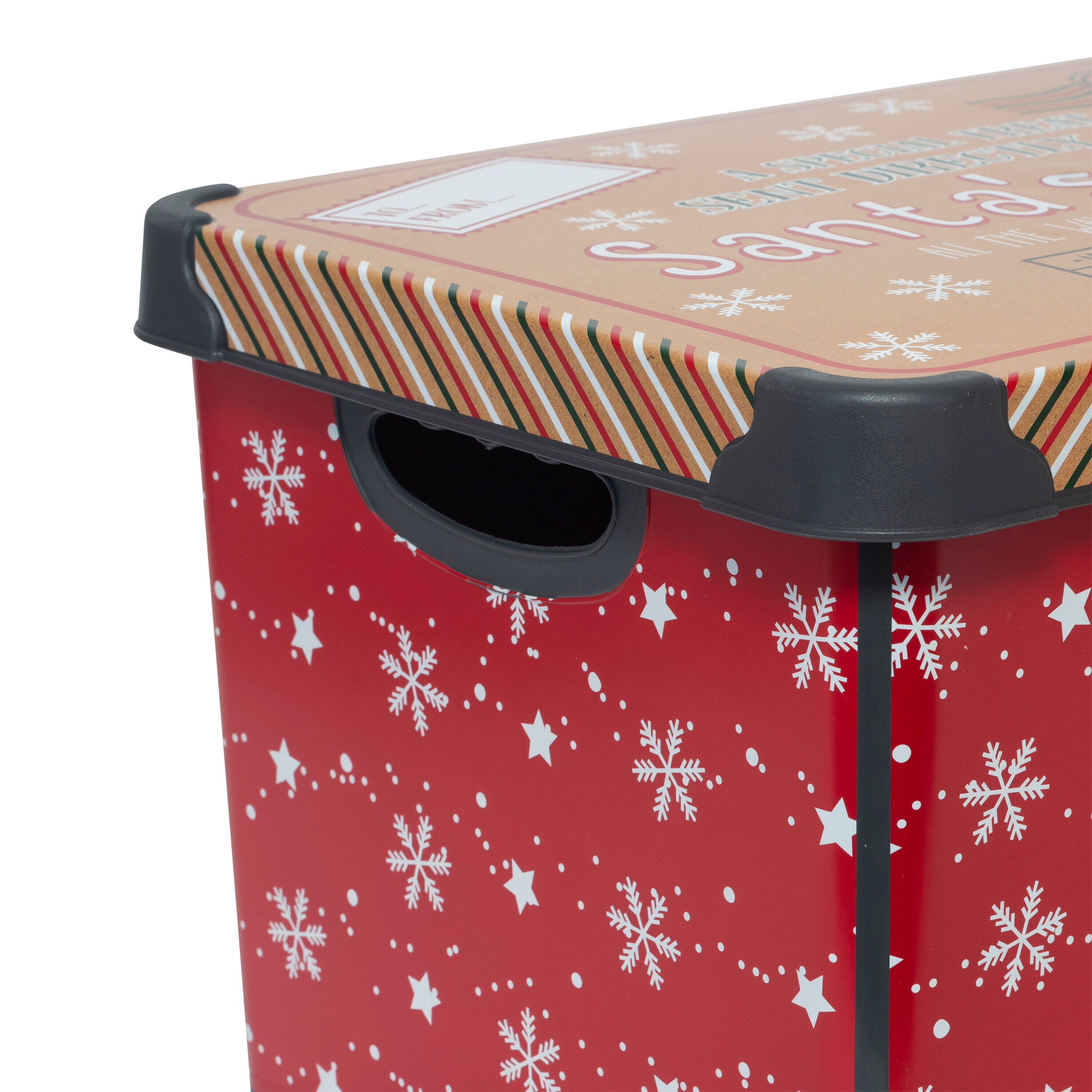 Simplify Happy Christmas Design Polypropylene Storage Tote Bin in