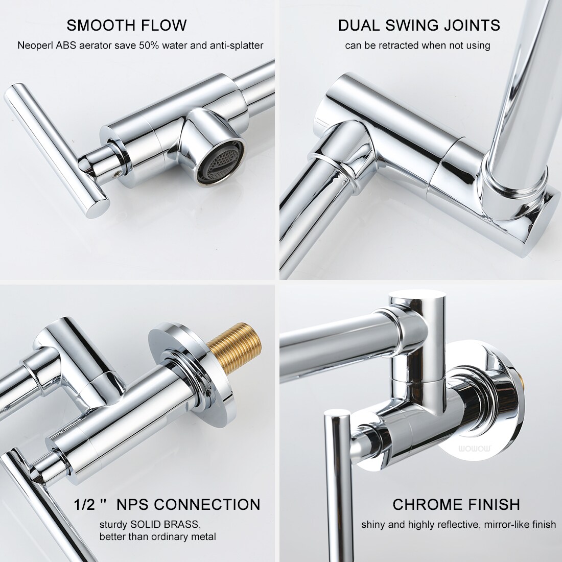 WOWOW Chrome Double Handle Wall-mount Kitchen Faucet in the Kitchen ...