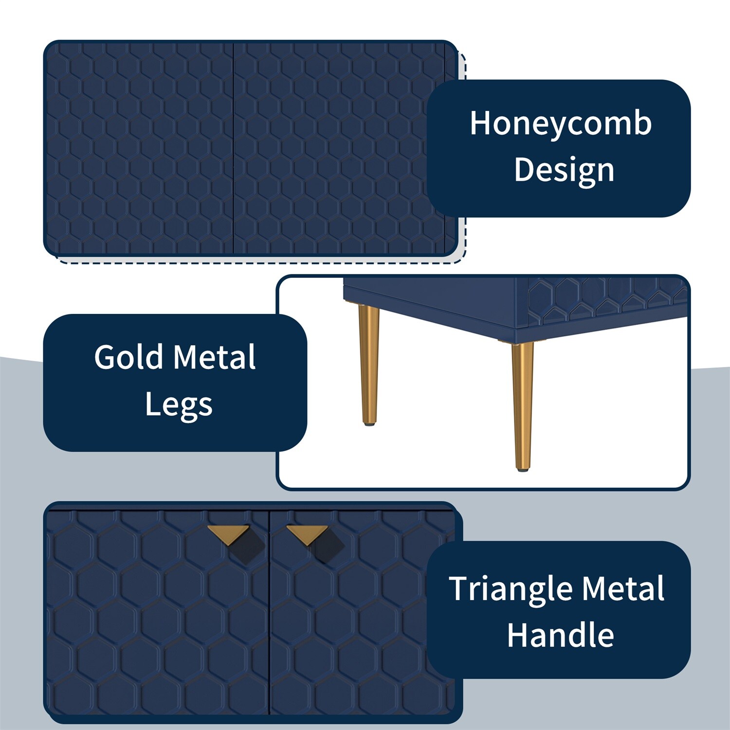 Blue Honeycomb Pattern MDF Office Cabinet with Adjustable Shelving