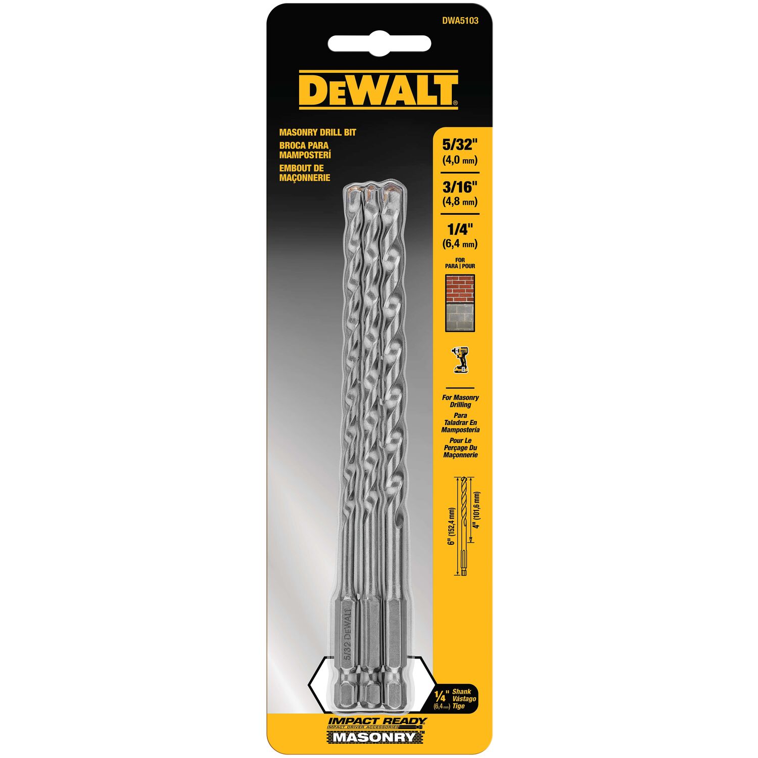 Skulle gnier snatch DEWALT 3-Piece Carbide Masonry Drill Bit Set for Rotary Drill/Impact Driver  in the Masonry Drill Bits department at Lowes.com