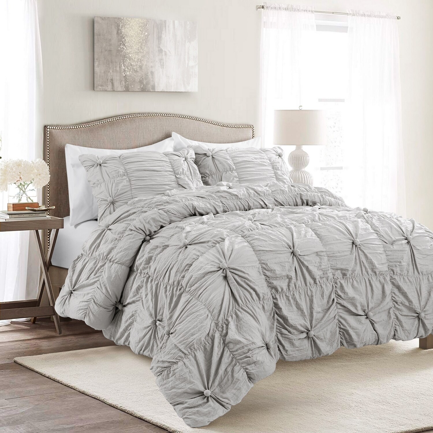 Lush Decor 16T004798 Light Gray Solid King Comforter
