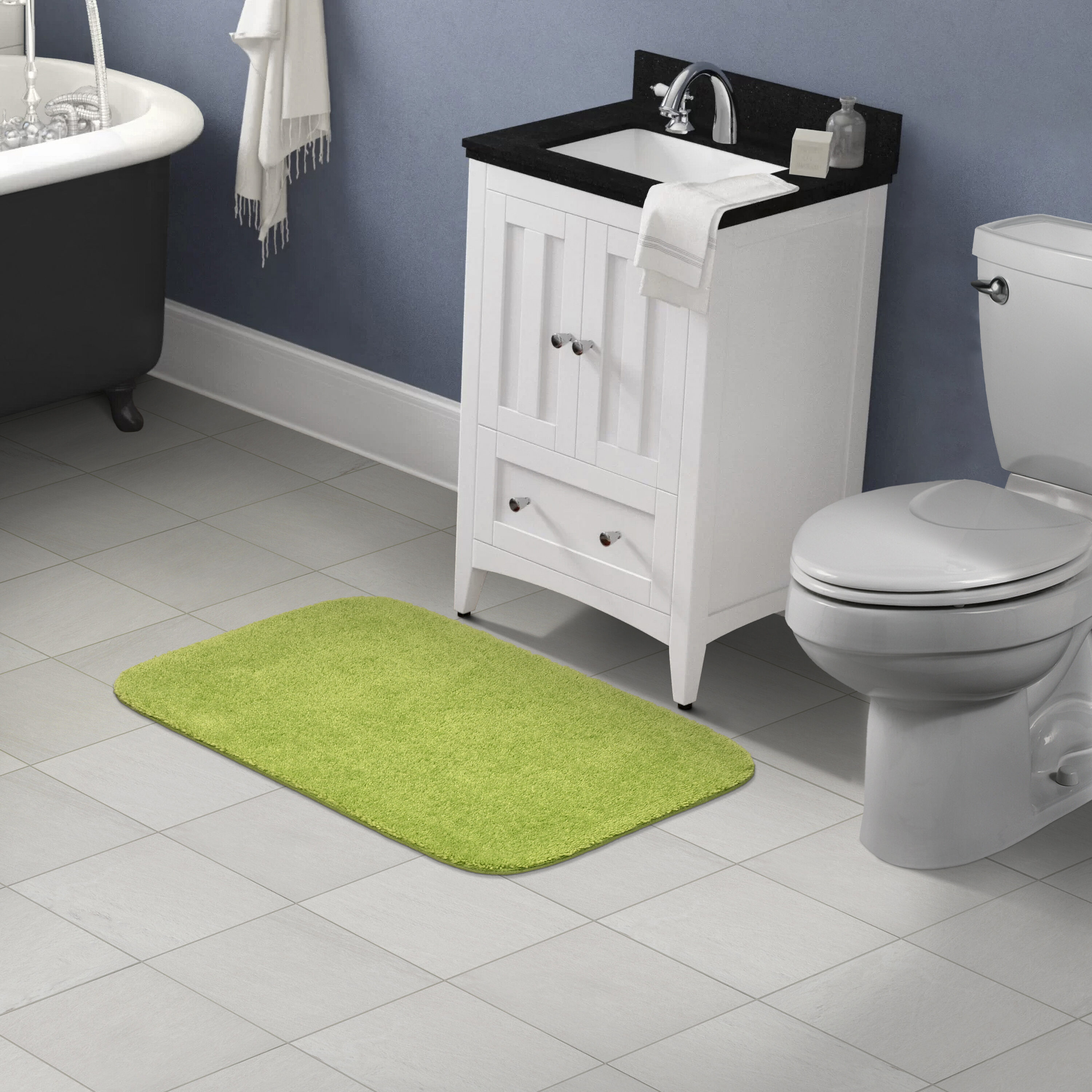 USTIDE 100% Cotton Bathroom Rug Set - (Contour Toilet Rug and Bath