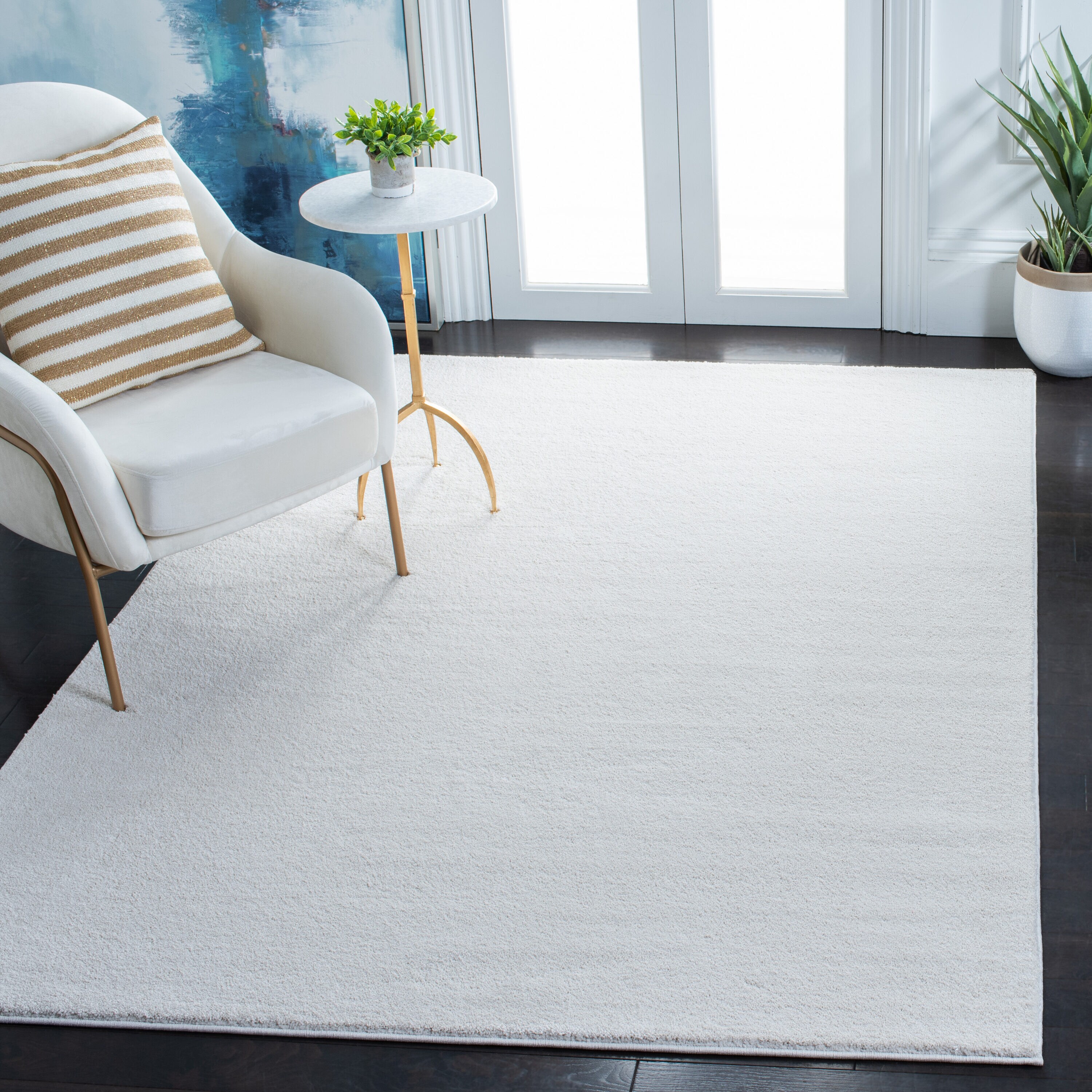 Pattern And Solid 300 4 x 6 (ft) Loomed Polypropylene Ivory Rectangular Indoor Solid Professionally Clean Only Area rug