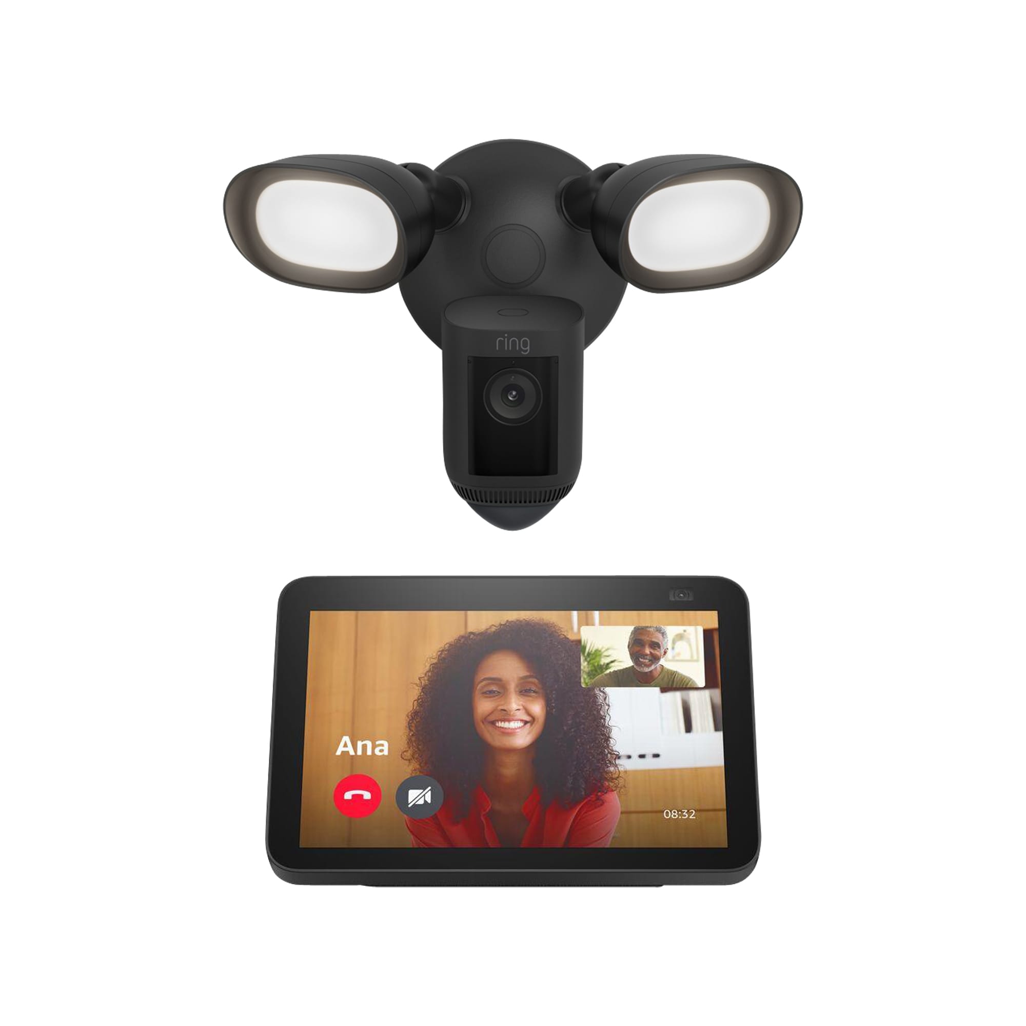 Shop Ring Floodlight Camera Plus -Black + Amazon Echo Show 5 - Black Bundle  at Lowes.com