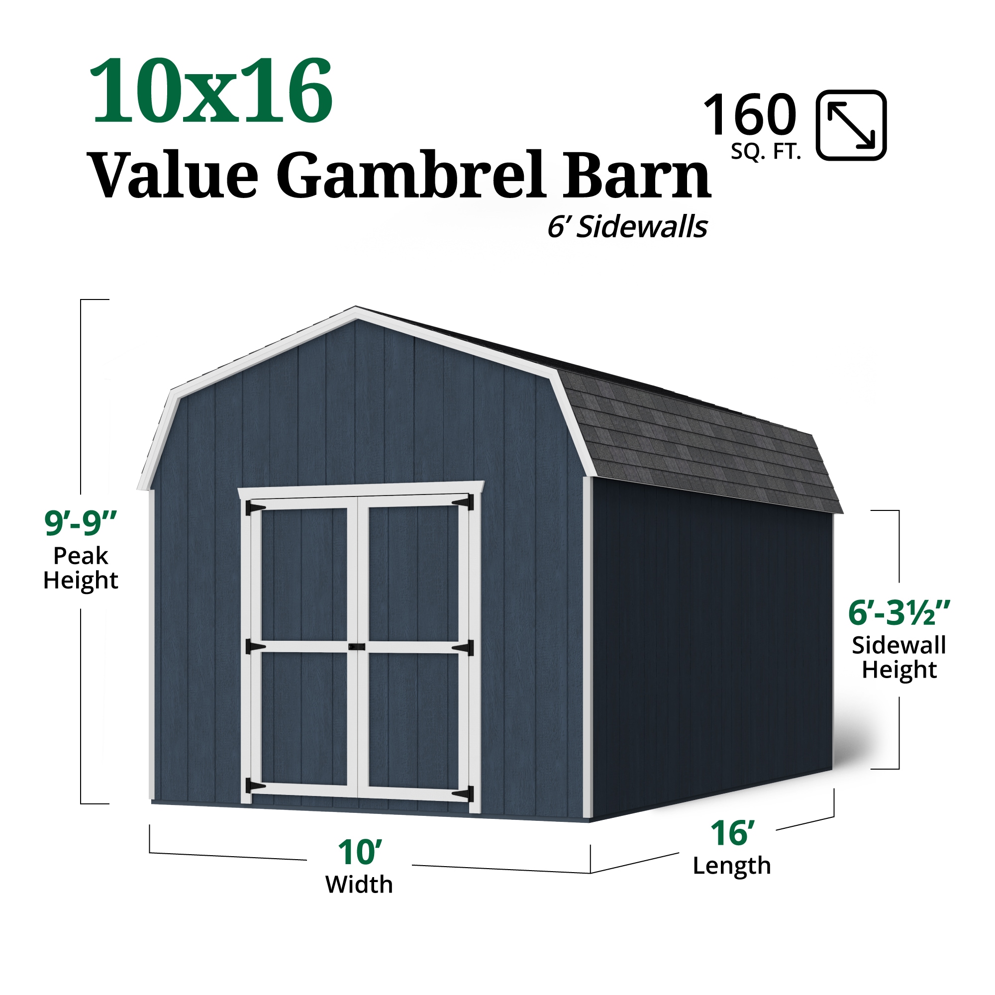 Little Cottage Co 10X16 VGB-6-PC Wood-Storage-Buildings - View #3