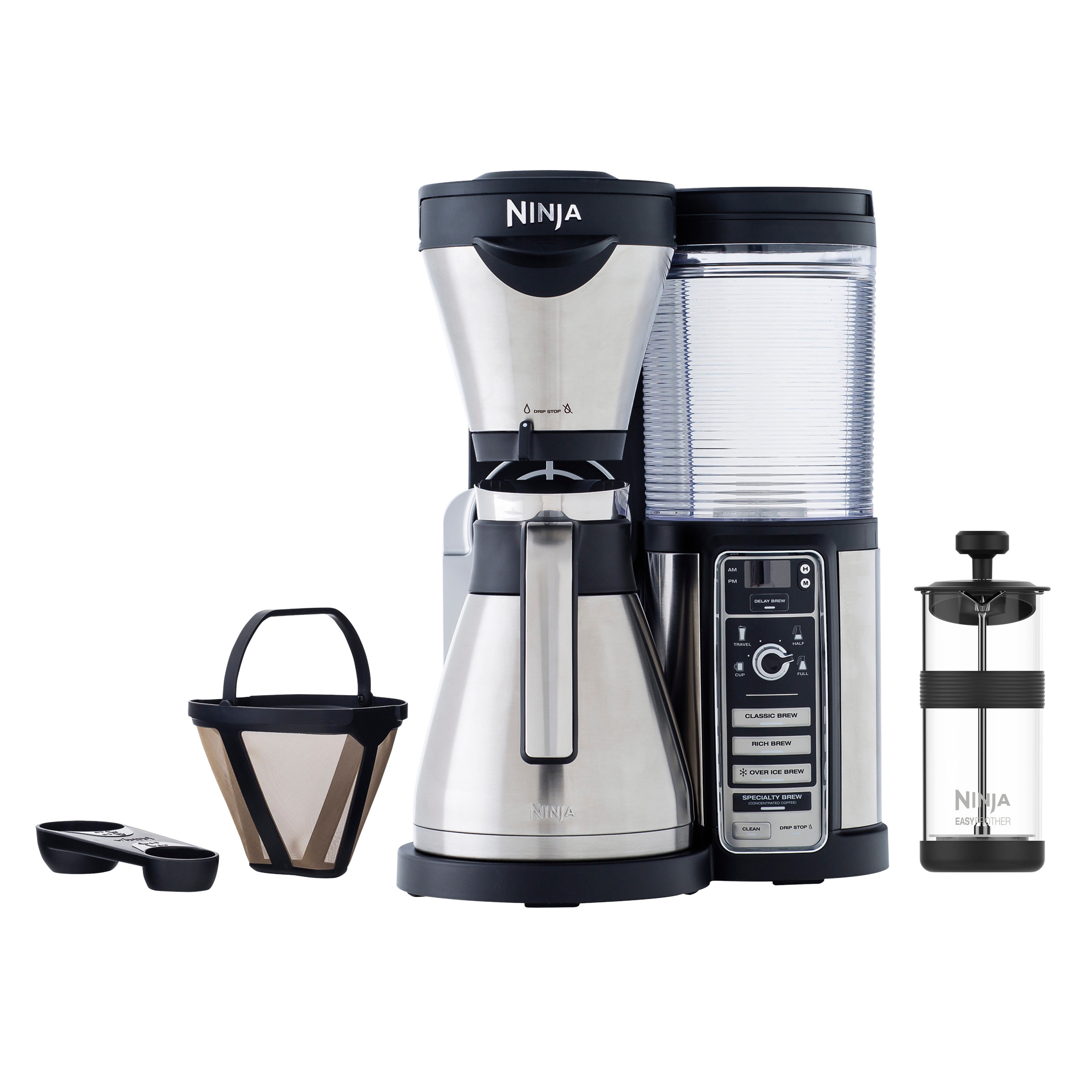 Ninja Specialty Coffee Maker with Glass Carafe Programmable 1.56 quart 10  Cups Multi serve Frother Black Stainless Steel Glass Carafe - Office Depot