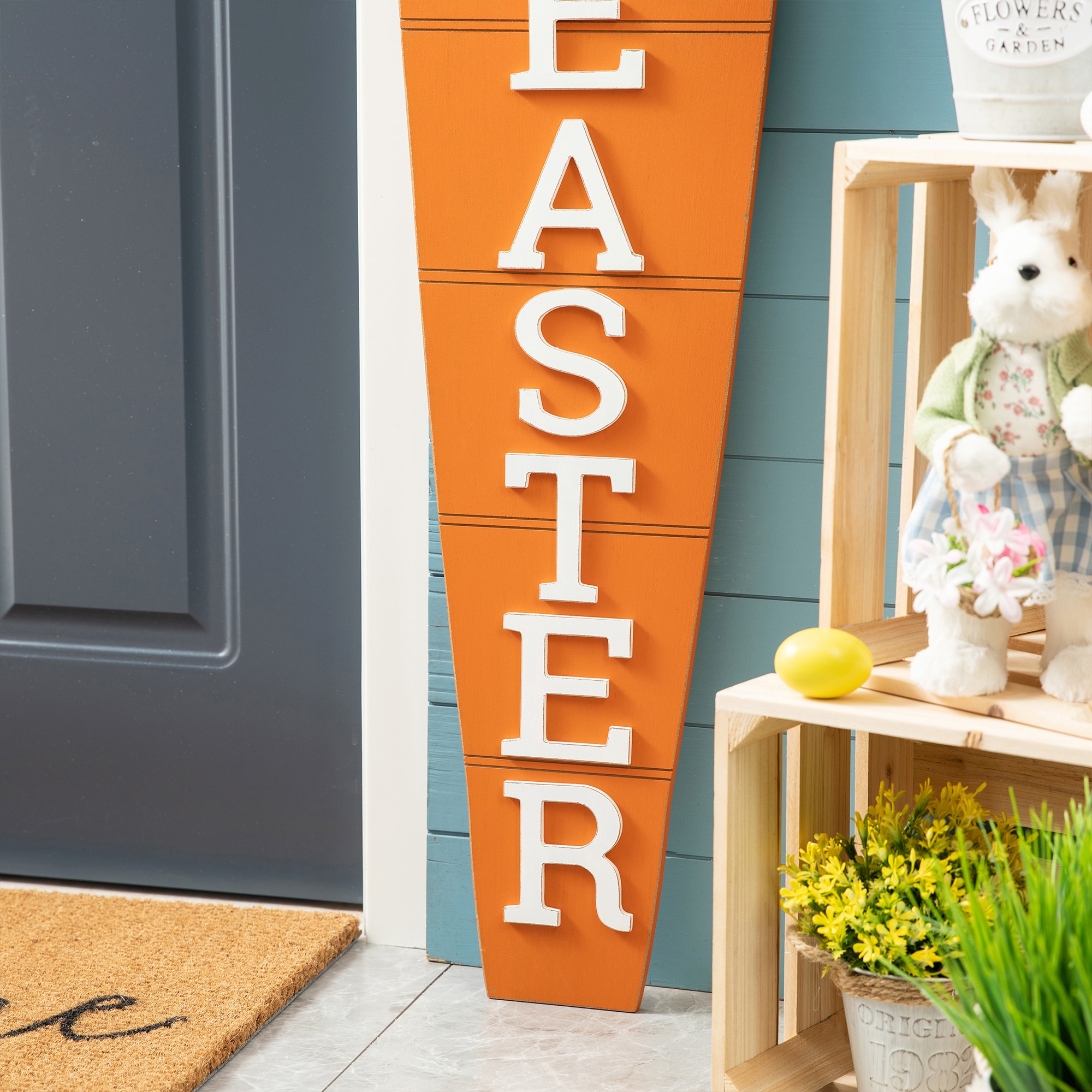 Glitzhome 41.5-in H Easter Wooden And Metal Carrot Porch Decor(kd) In 