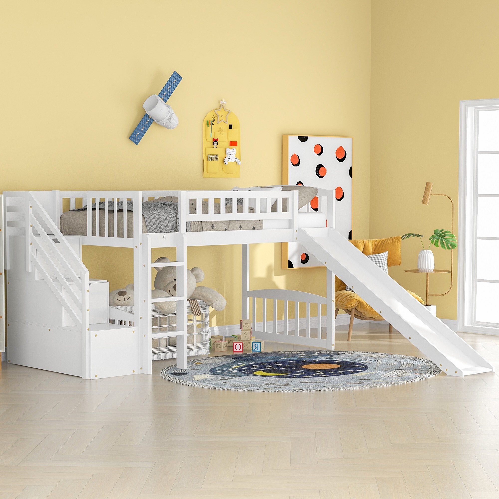 Yiekholo LL-1145AAK White Twin loft Bunk Bed
