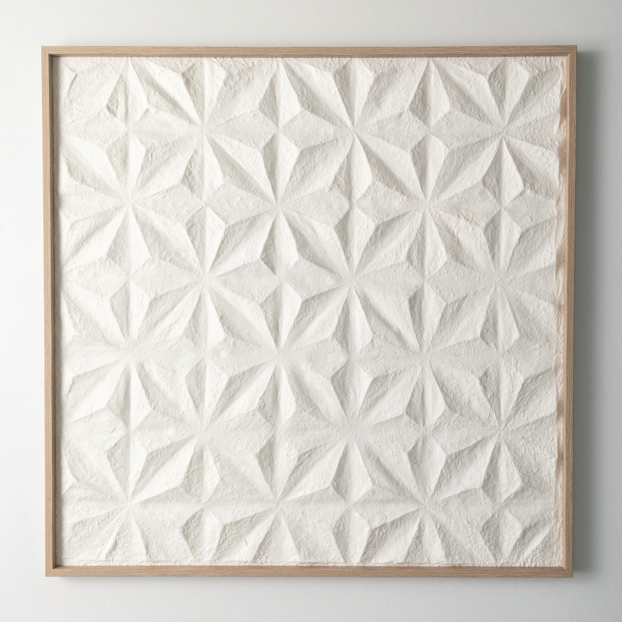 Sullivans N3169  Embossed Geometric Wall Decor 31.5" White Brown Wood Framed 31.5-Inches H x 31.5-Inches W Modern Paper Wall panel