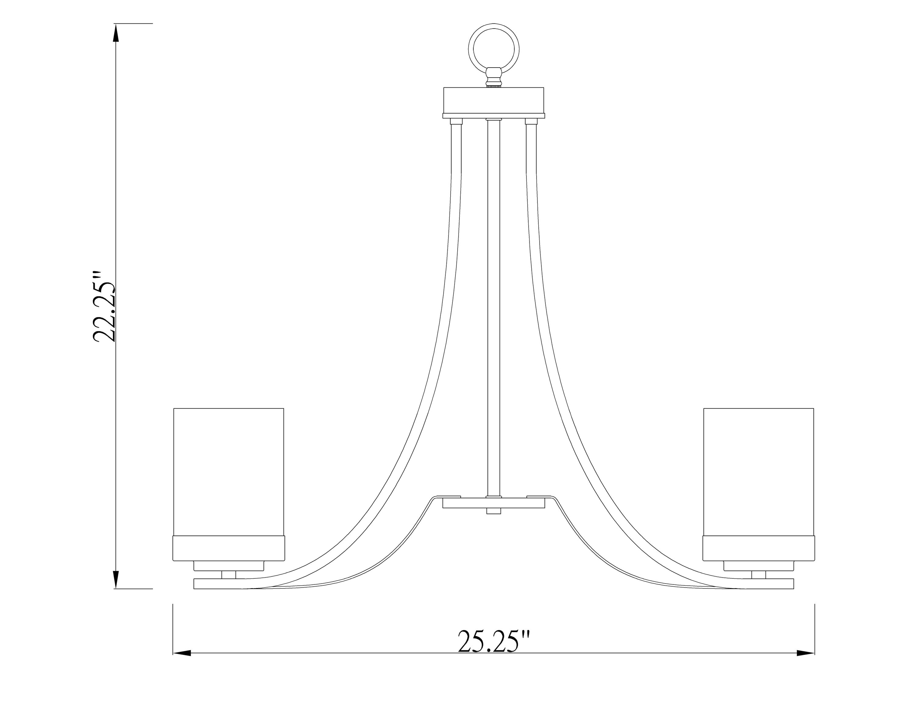 Matte Black Steel and Glass 5-Light Chandelier