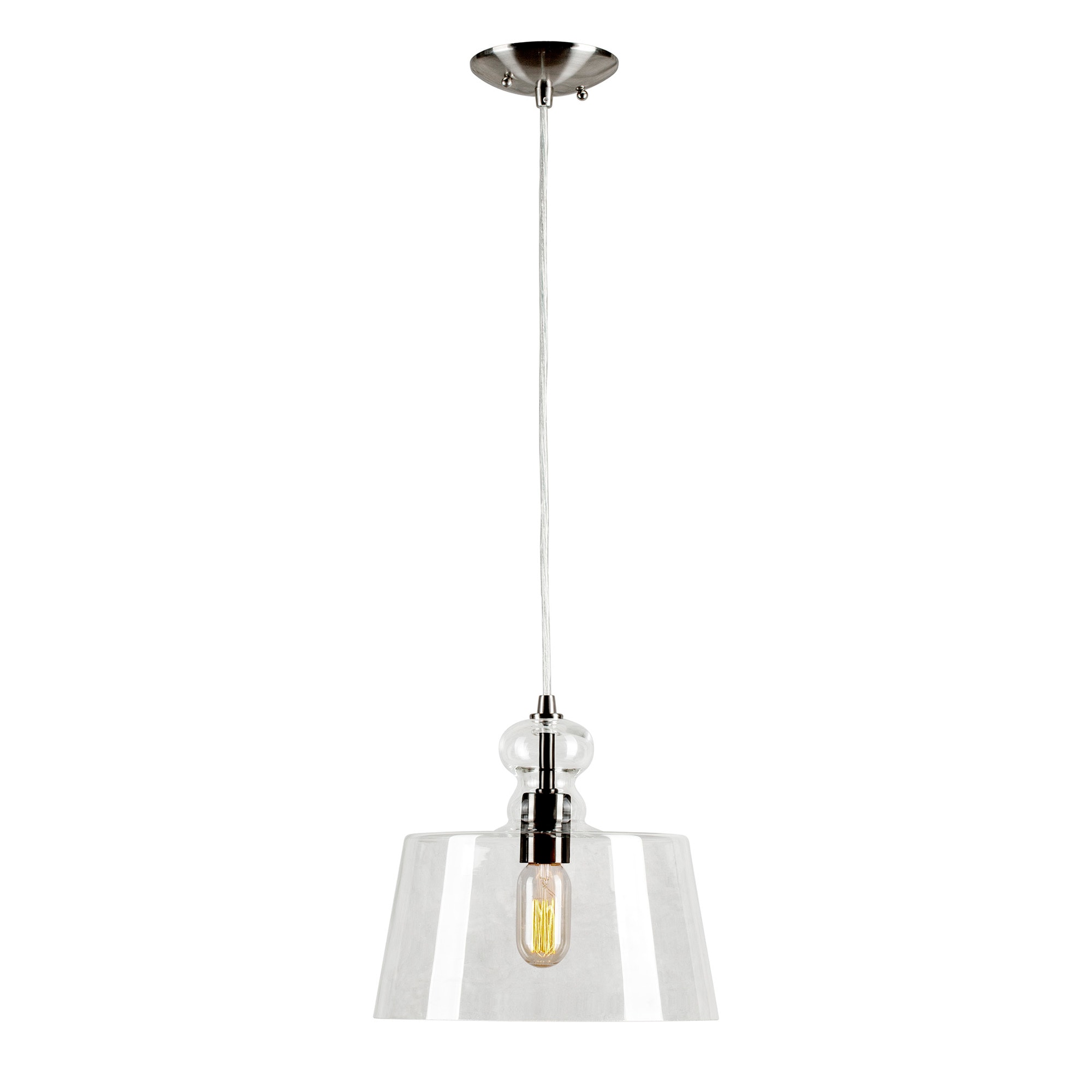 Forte Lighting 2671-01-55 Milo 1 -Light Brushed nickel Modern/contemporary Clear glass Bowl Medium Hanging Pendant light