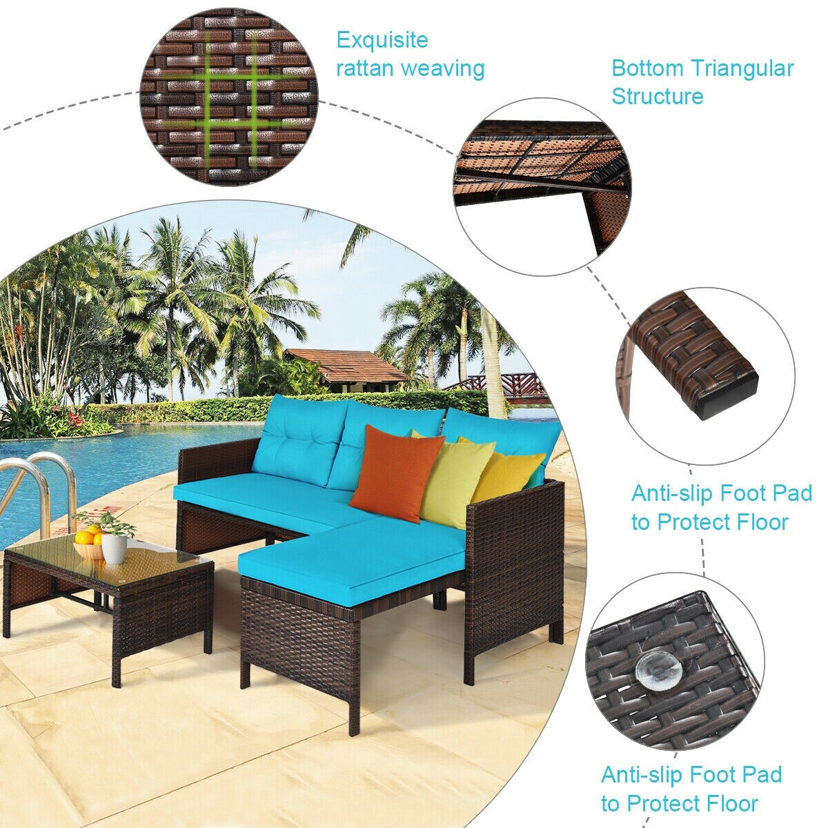 Forclover HYFE-63870TU Patio-Conversation-Sets - View #5