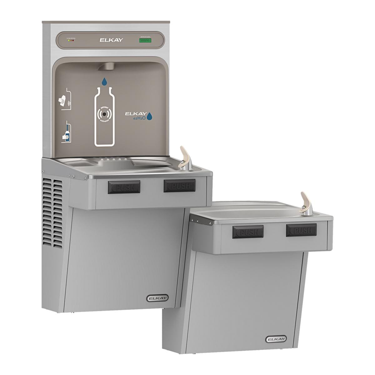 Elkay LMABFTL8WSLK Gray Push button Wall mount Bottle filler/Drinking fountain