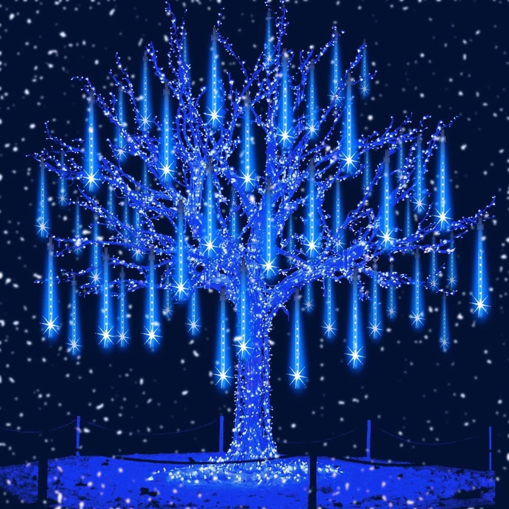 Lukvuzo -  Christmas Outdoor Meteor Shower Lights 12 Inch 8 Tubes 192 LED UL Certified Falling Ra...
