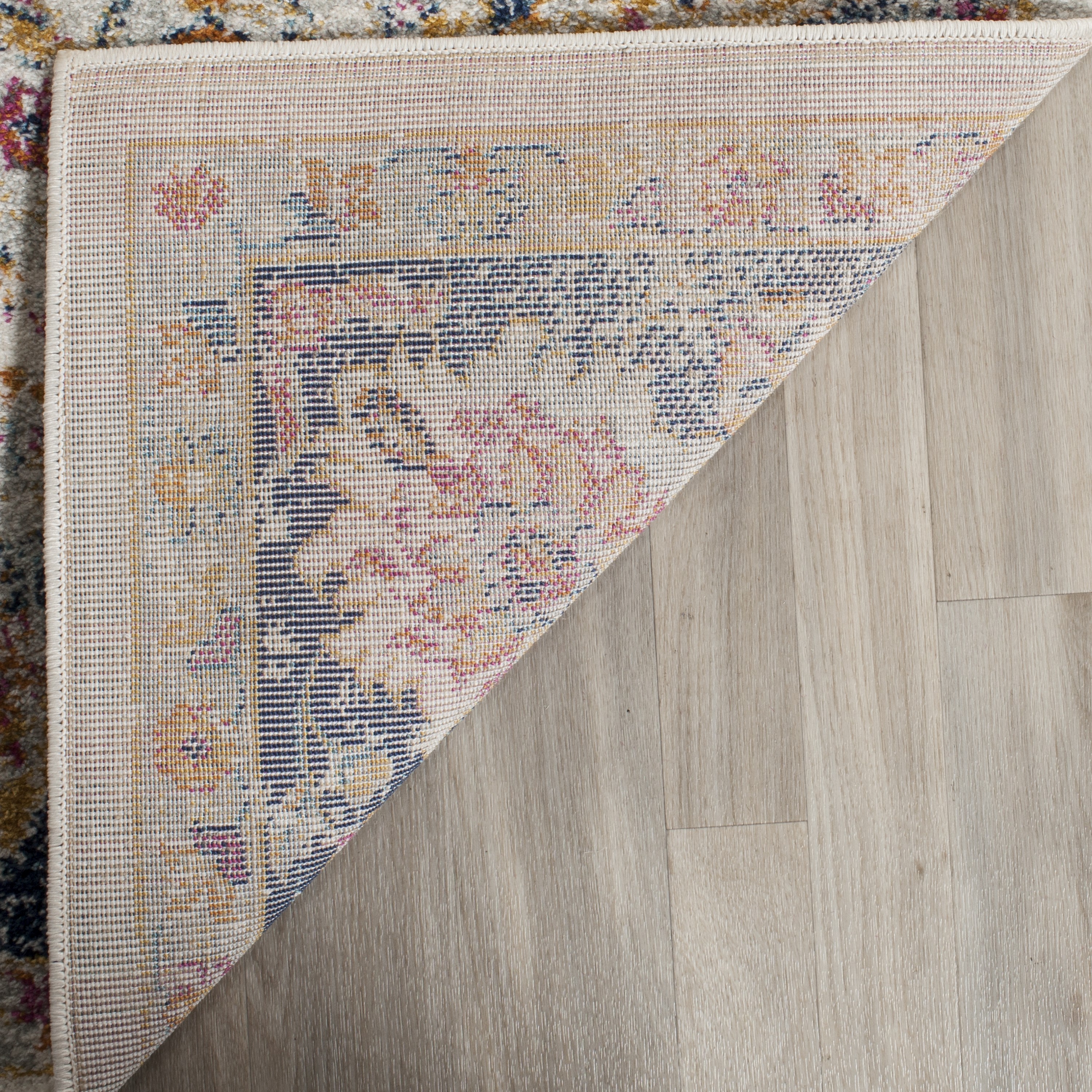 Reversible Blue Cotton Blend Rectangular Easy-Care Rug