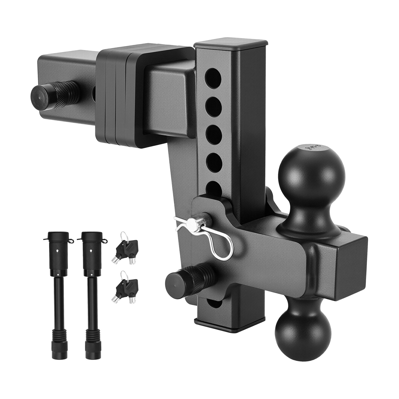VEVOR Adjustable Trailer Hitch Fit 2.5 Inch Receiver Trailer Hitch Mount with 2 Inch and 2-5/16 Inch Balls 28000 lbs GTW 6 Inch Drop Towing Ball Mounts for RVs Off-Road Vehicles and Trucks Black