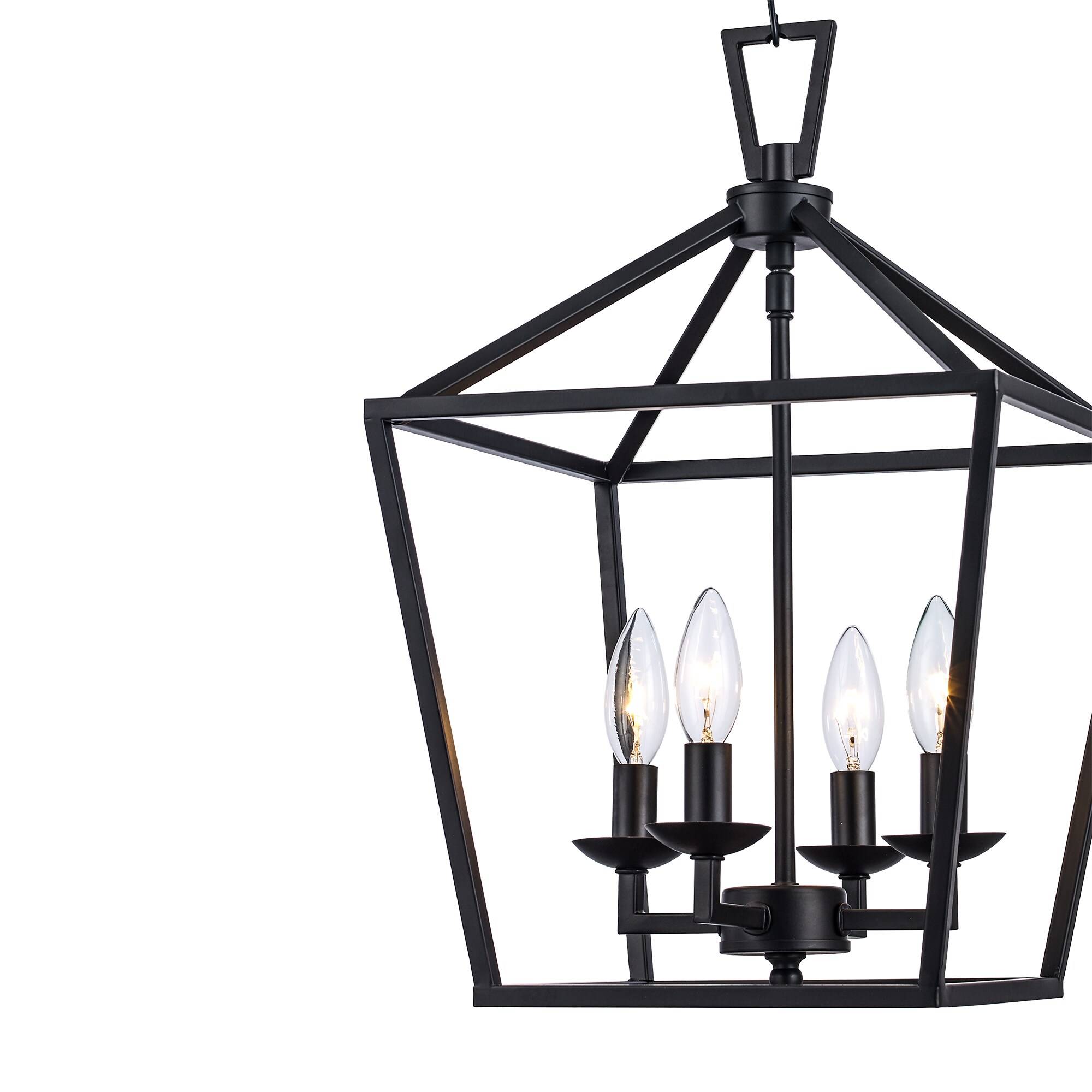 Lacey Rustic Black Metal 4-Light Lantern Pendant