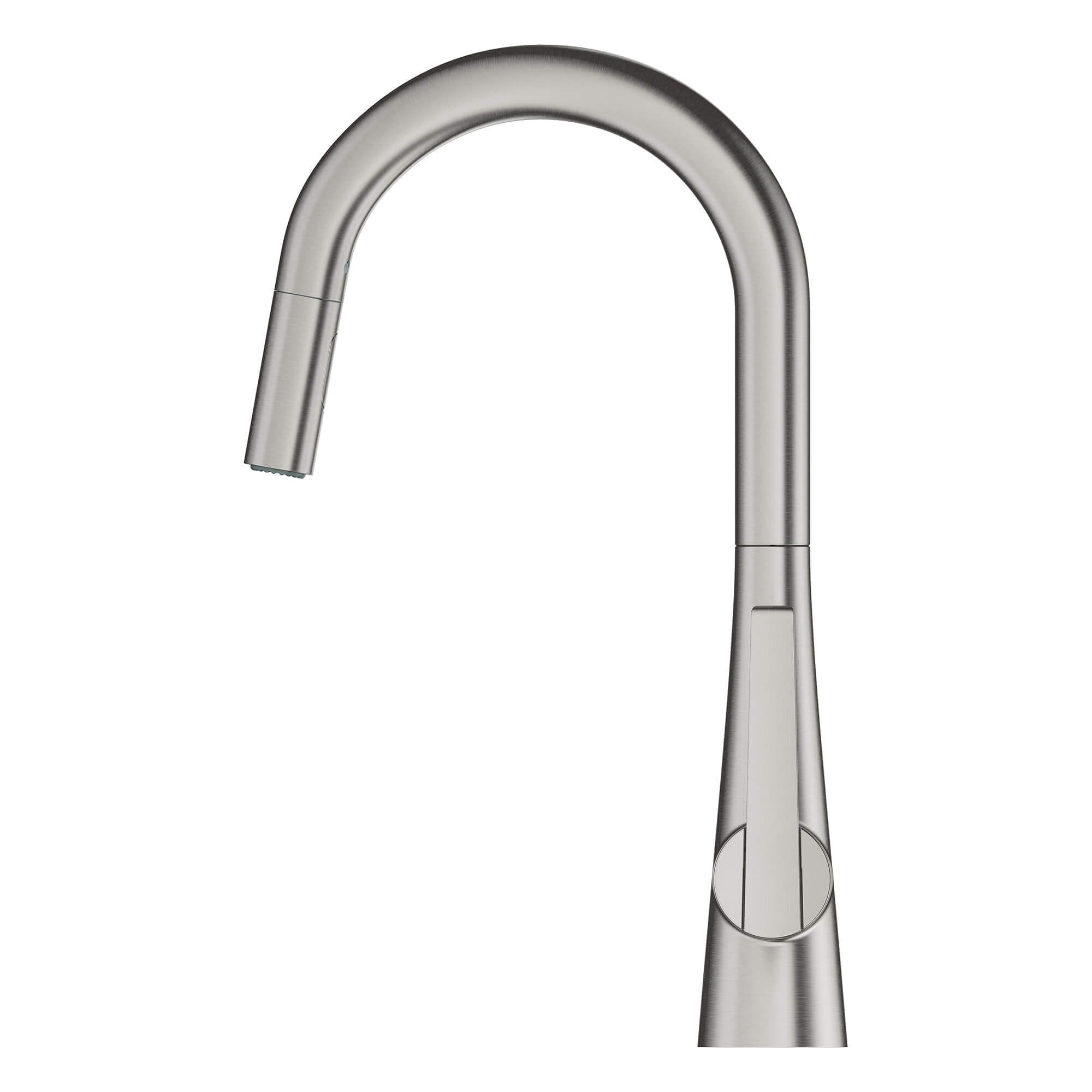 GROHE Zedra Supersteel Single Handle Pull Down Kitchen Faucet With   60849364 