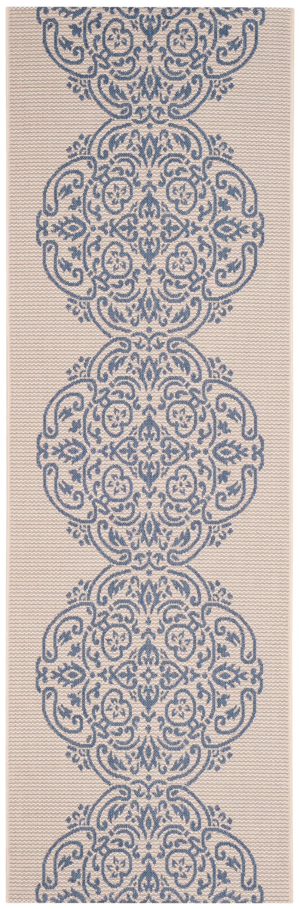 Martha Stewart MSR4230-233-38 Topiary Signet 3 X 8 (ft) Azurite Indoor Floral/Botanical Coastal Runner Rug