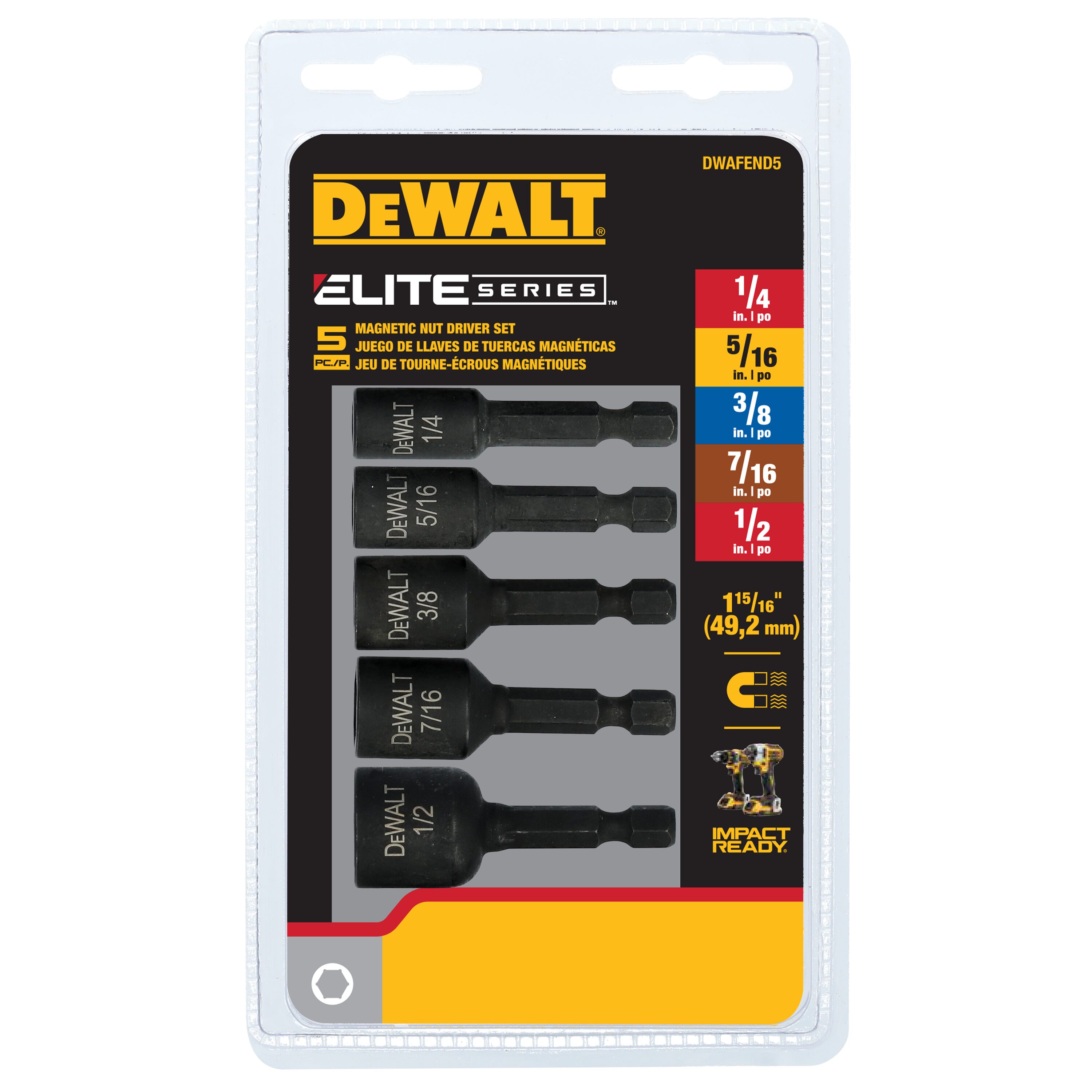 DEWALT DWAFEND5 1/4-in x 1-15/16-in Nutsetter Impact Driver Bit Set 5 -Piece
