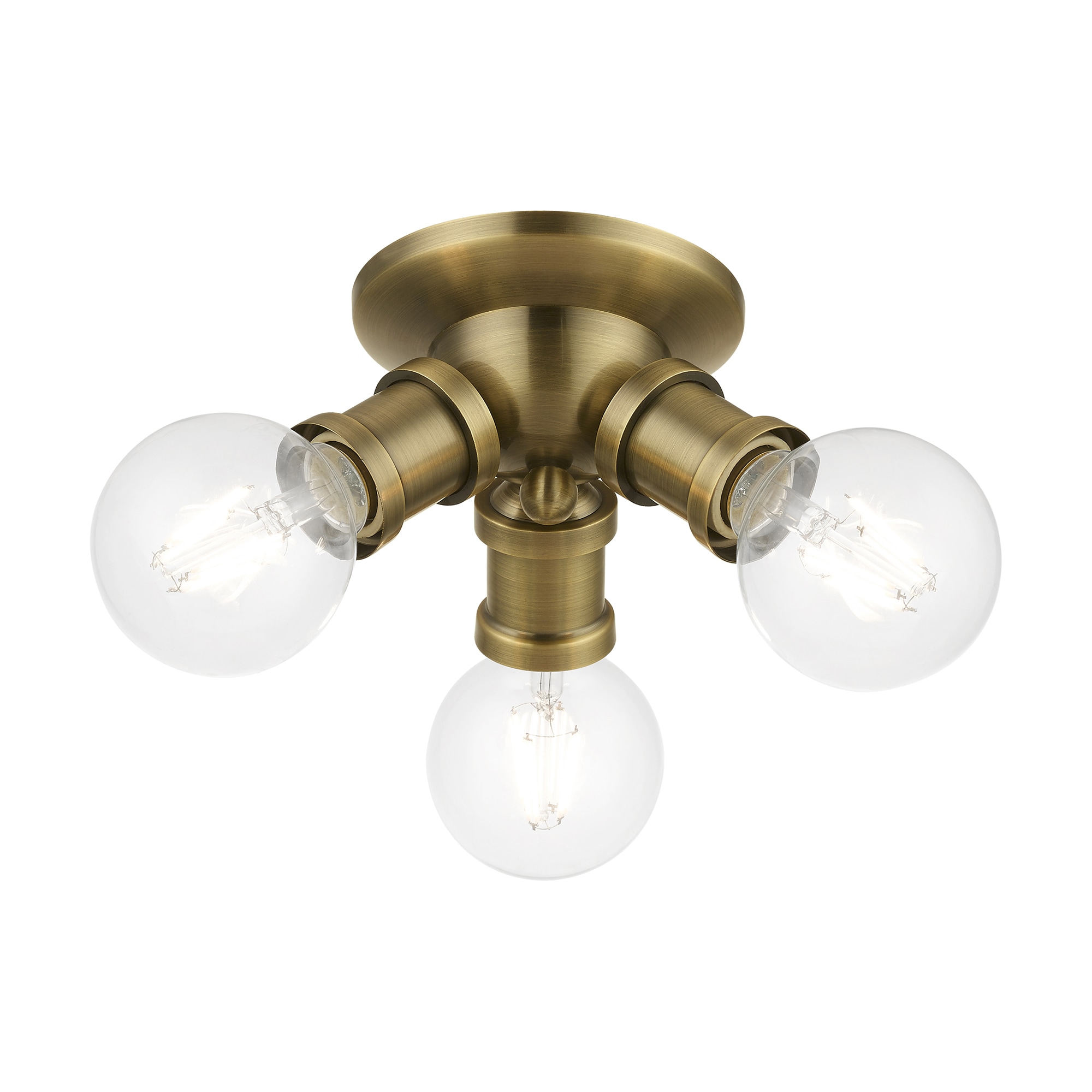 Lansdale Antique Brass 3-Light Transitional Flush Mount