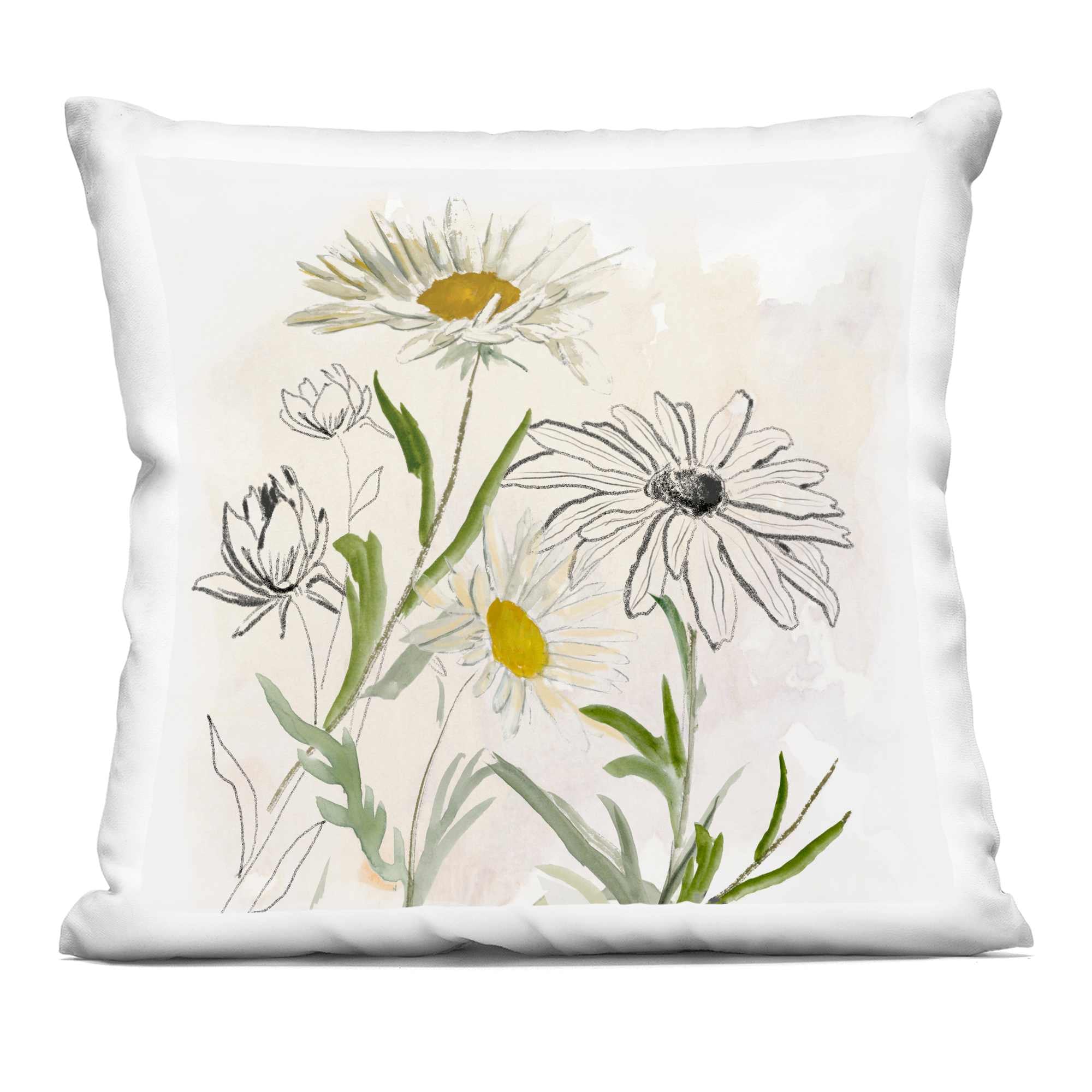 Stupell Industries PLQ-153-SQW-18X18 Pure Simplicity Flowers Decorative Printed Throw Pillow design by Jacob Q 18 x 18