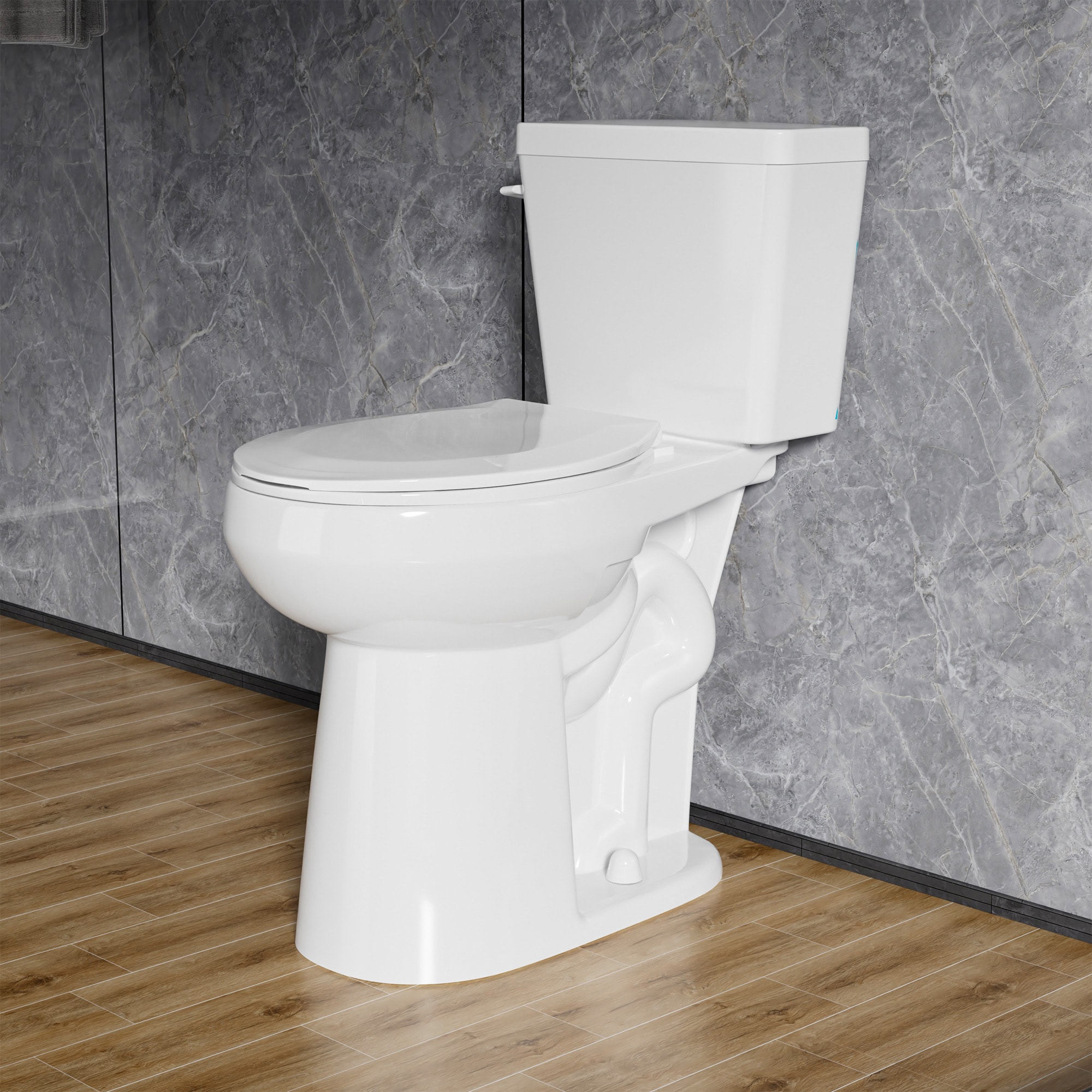 Miuara - 21 Inch Compact Extra Tall Toilet Single Flush 1.28 GPF Left Hand Trip Lever Powerful T...