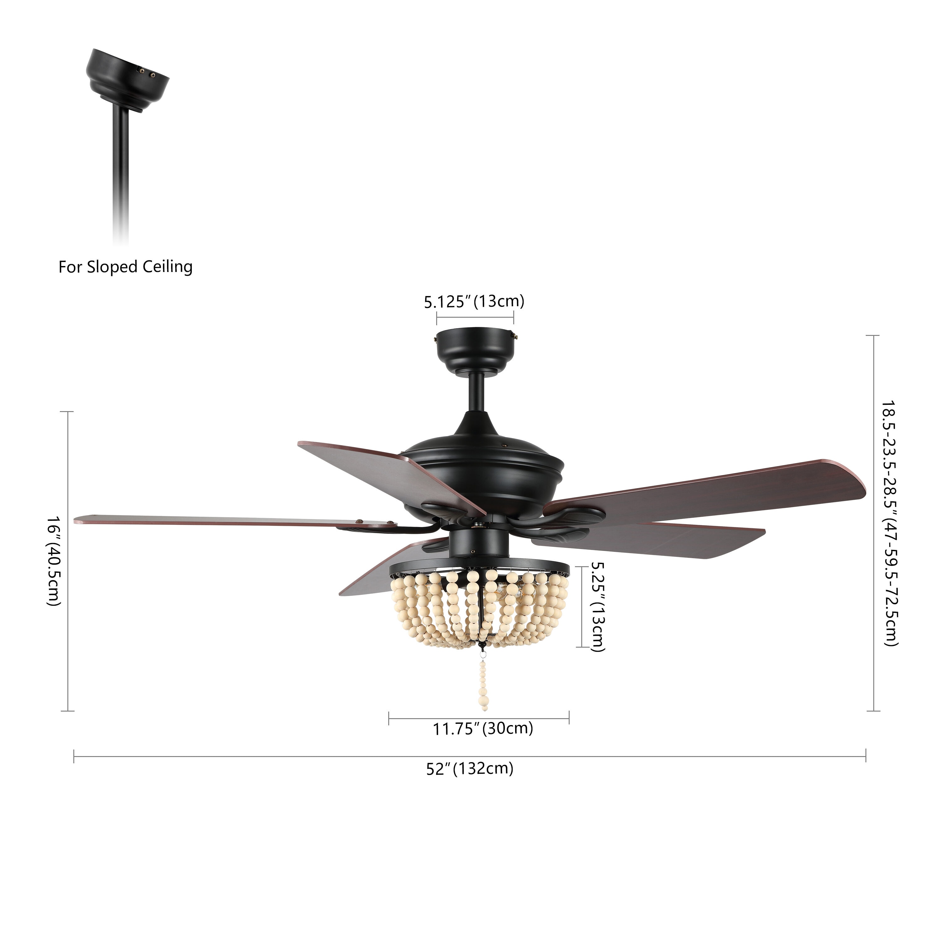 JONATHAN Y Erin Industrial Rustic 52-in Black/Light Brown Indoor Downrod or  Flush Mount Smart Chandelier Ceiling Fan with Light and Remote (5-Blade) in  the Ceiling Fans department at