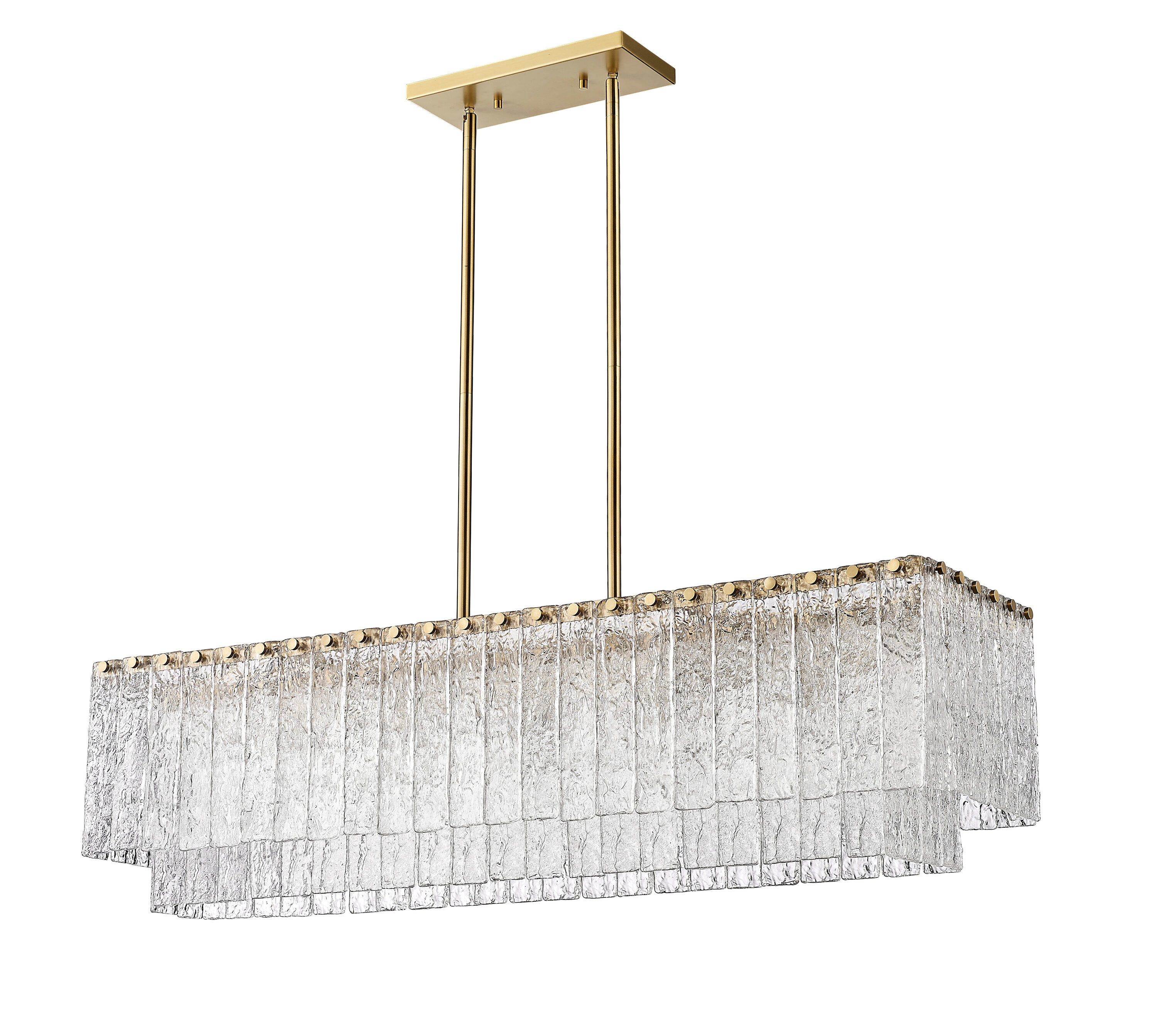 Modern Gold and Glass 5-Light Linear Chandelier