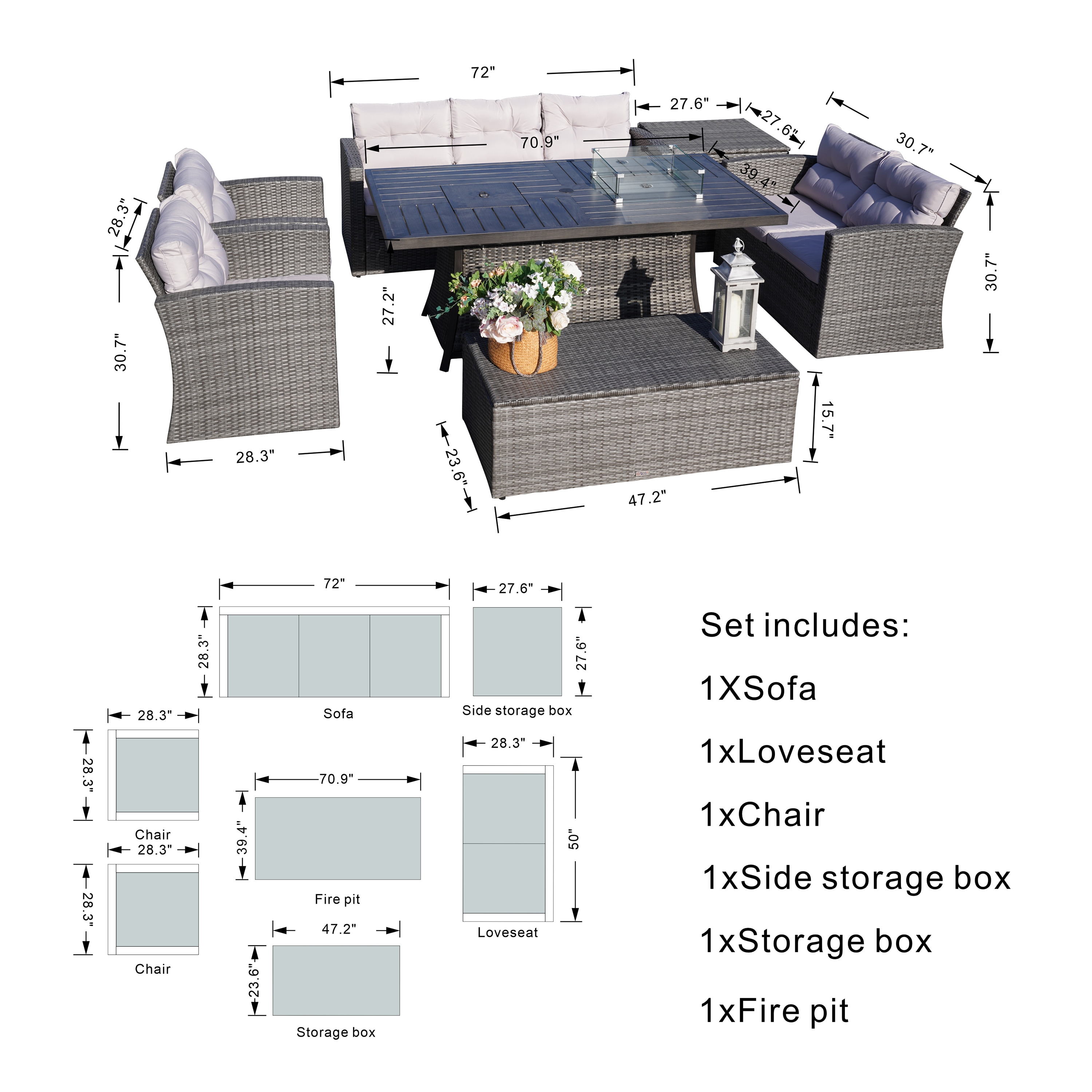Moda Furnishings 1503-1106FI-G Patio-Conversation-Sets - View #11