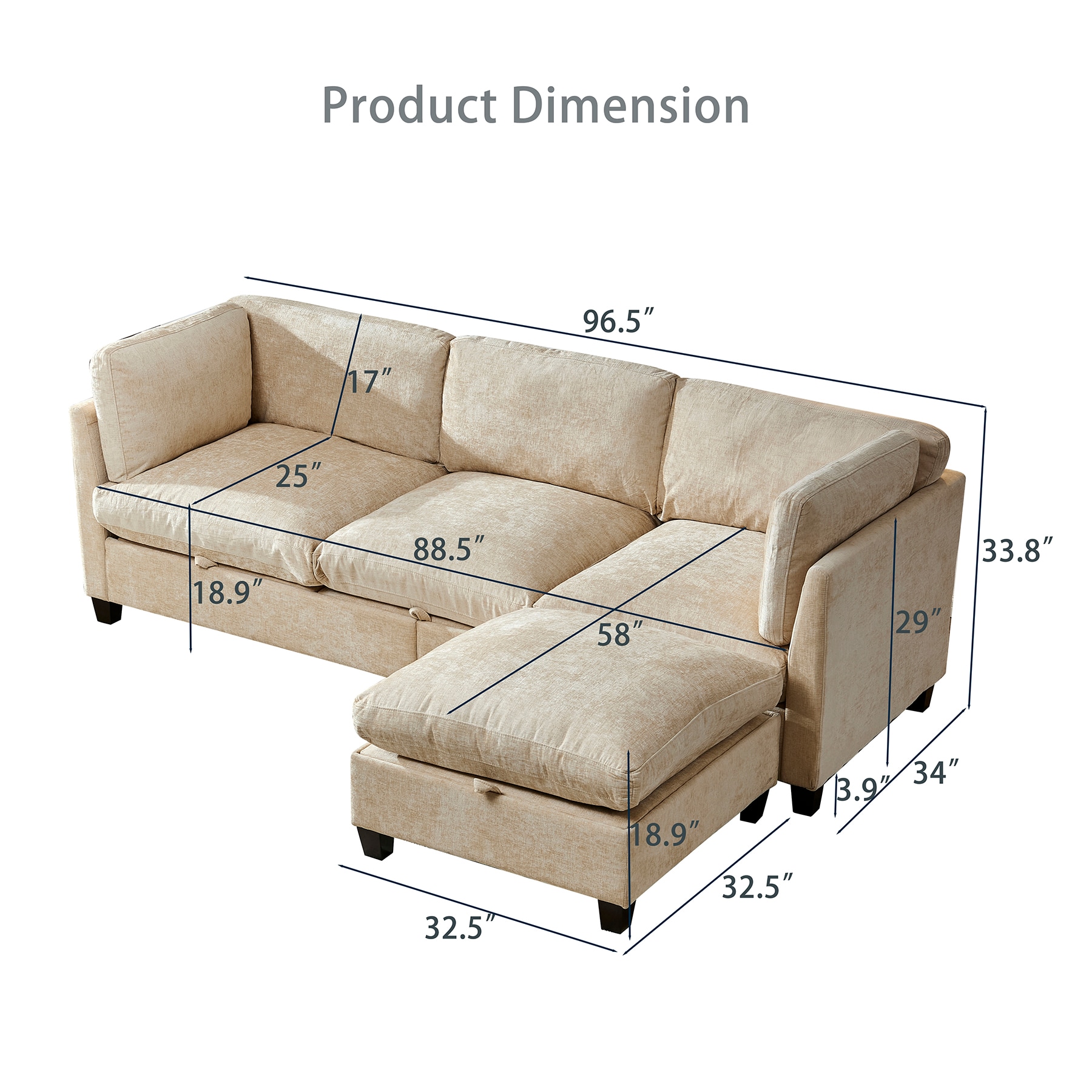 SINOFURN SYA3100112BG Sofas-Loveseats - View #3