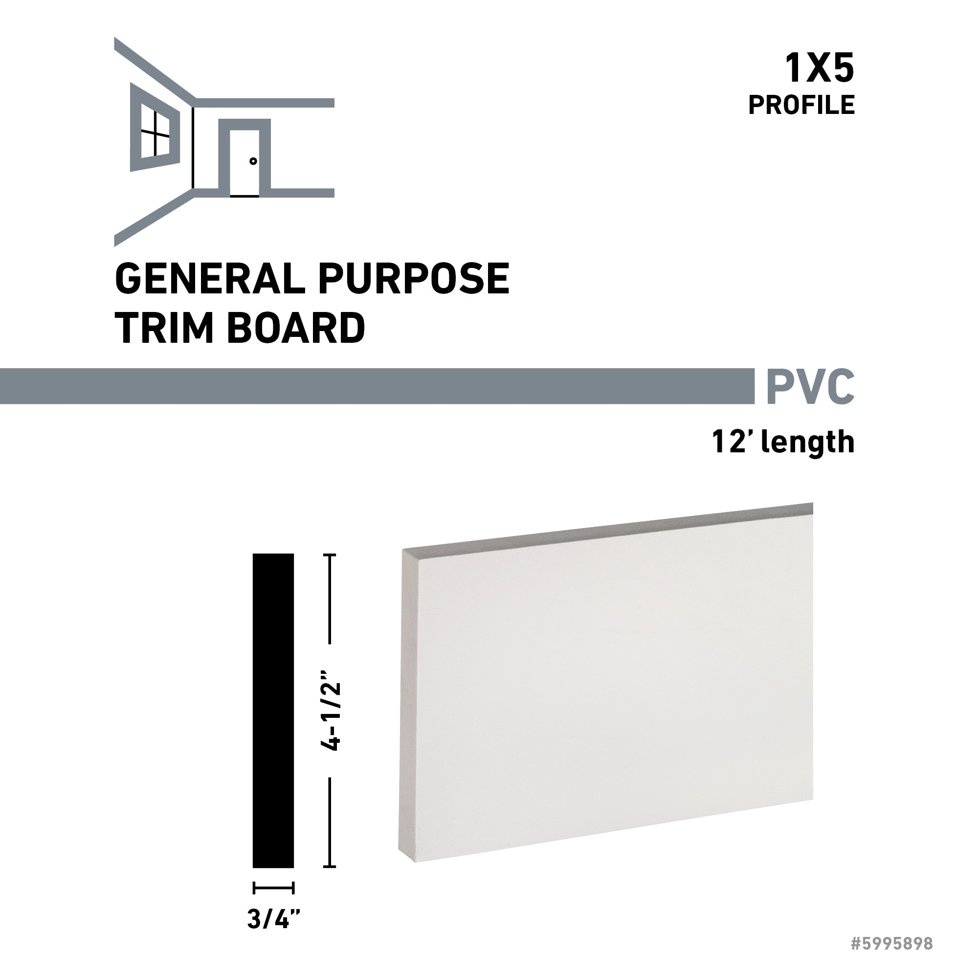 AZEK AZEK  1X5F 8 Pvc-Trim-Boards - View #3