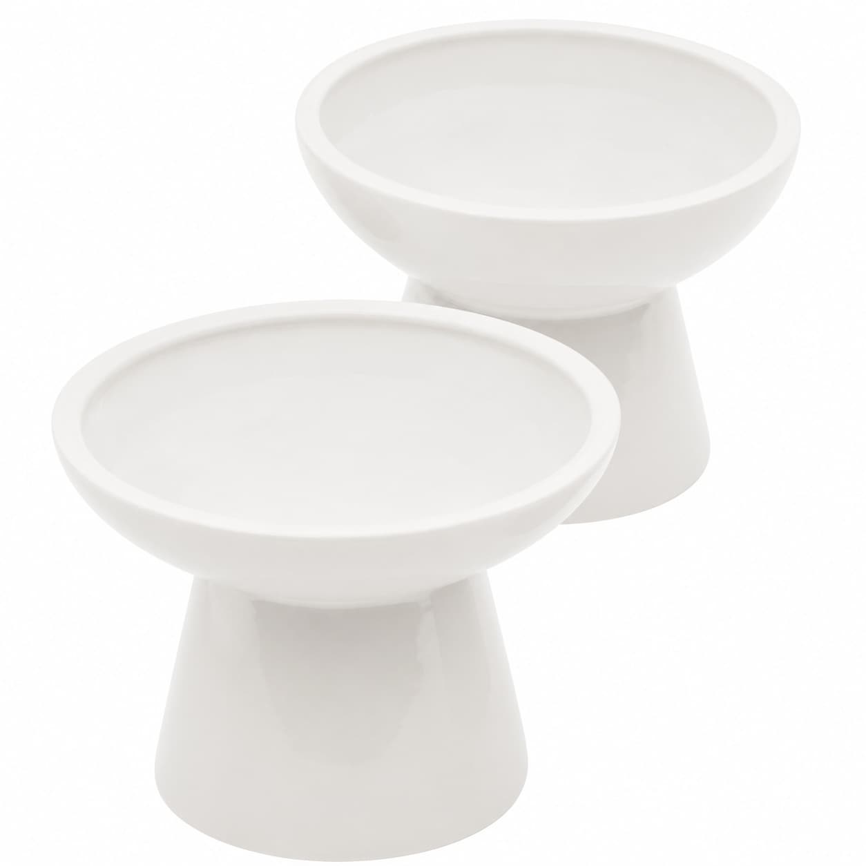 Aoibox - Elevated Ceramic Cat Bowls Set 2 Extra Wide Food and Water Dishes Raised Height Whisker...