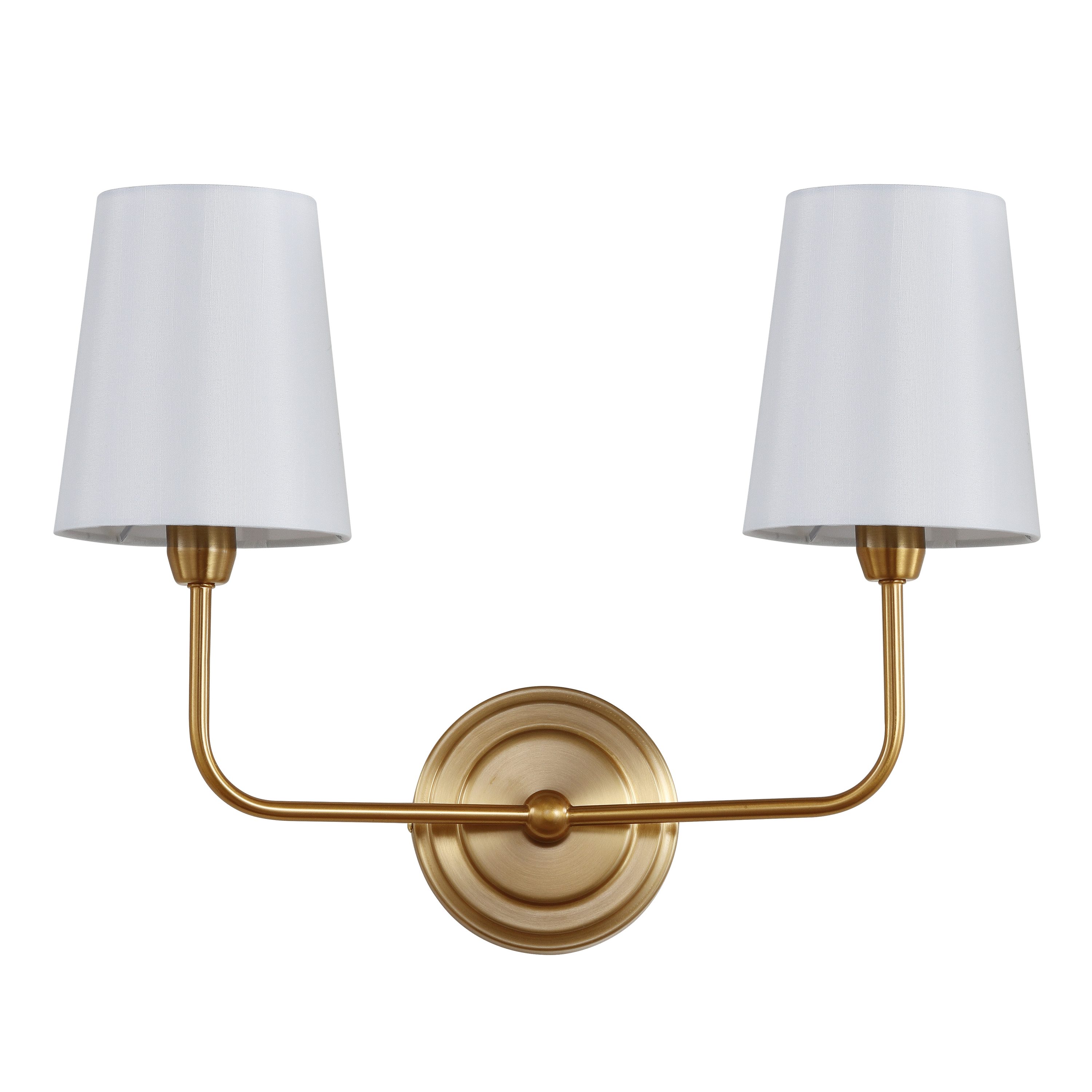 Safavieh Jaxson 17 5 In W 2 Light Brass Gold French Country Cottage Wall Sconce The Sconces Department At Com - 2 Light Wall Sconce With Shade
