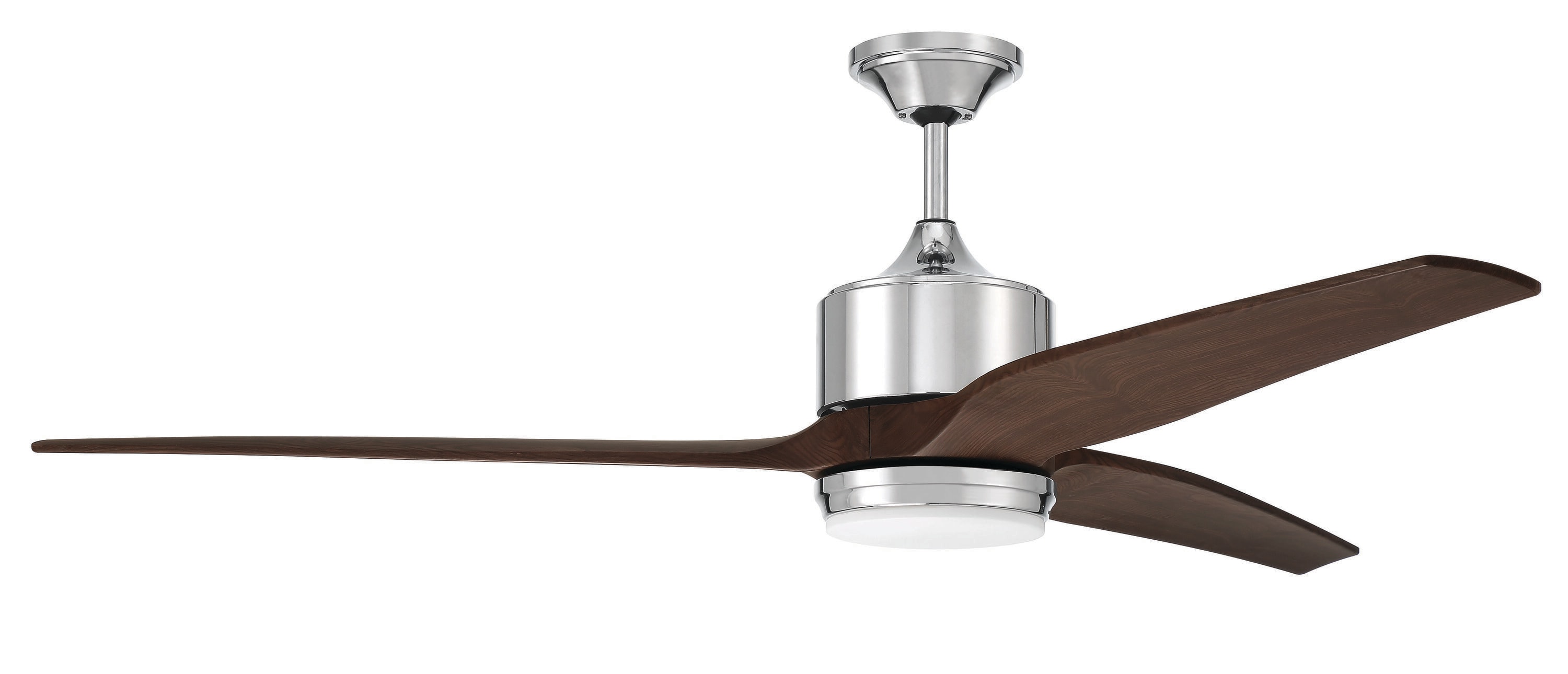 Craftmade MOB60CH3 Mobi 60-in Integrated LED Chrome with Walnut Blades Ceiling Fan With Light - Remote Included ( 3 -Blade )