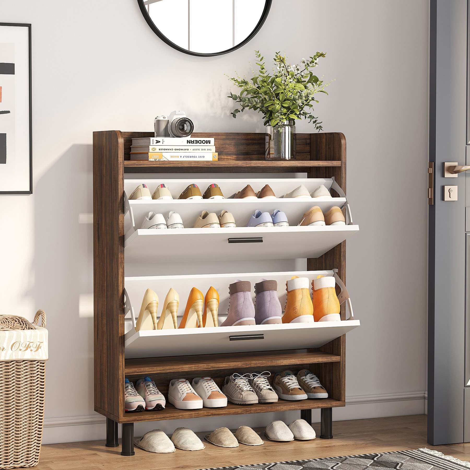  Lamerge Shoe Cabinet for Entryway, Modern Shoe Storage
