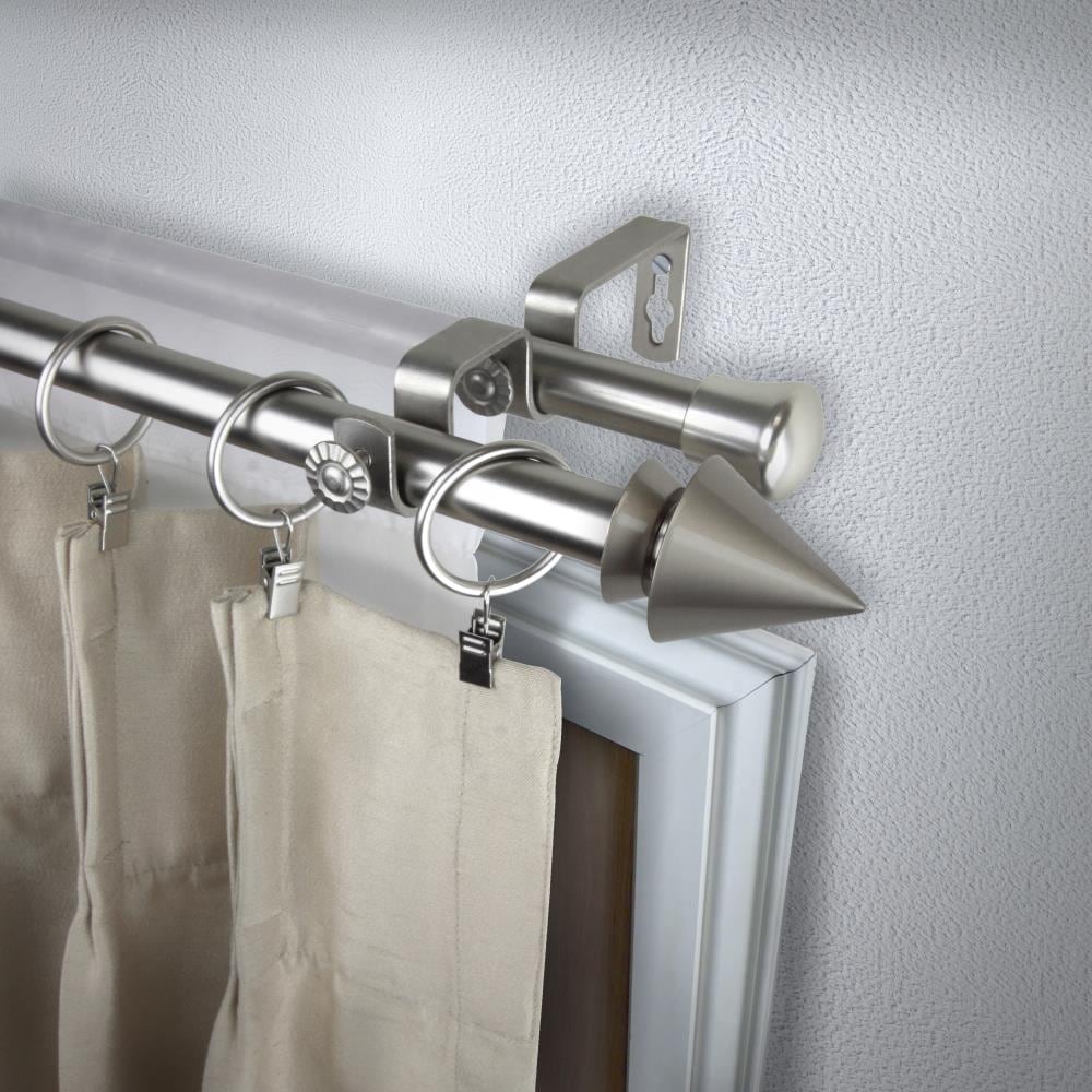 Rod Desyne 4765-995 13/16-in Cone 120-in to 170-in Satin nickel Steel Double curtain rod with Finials