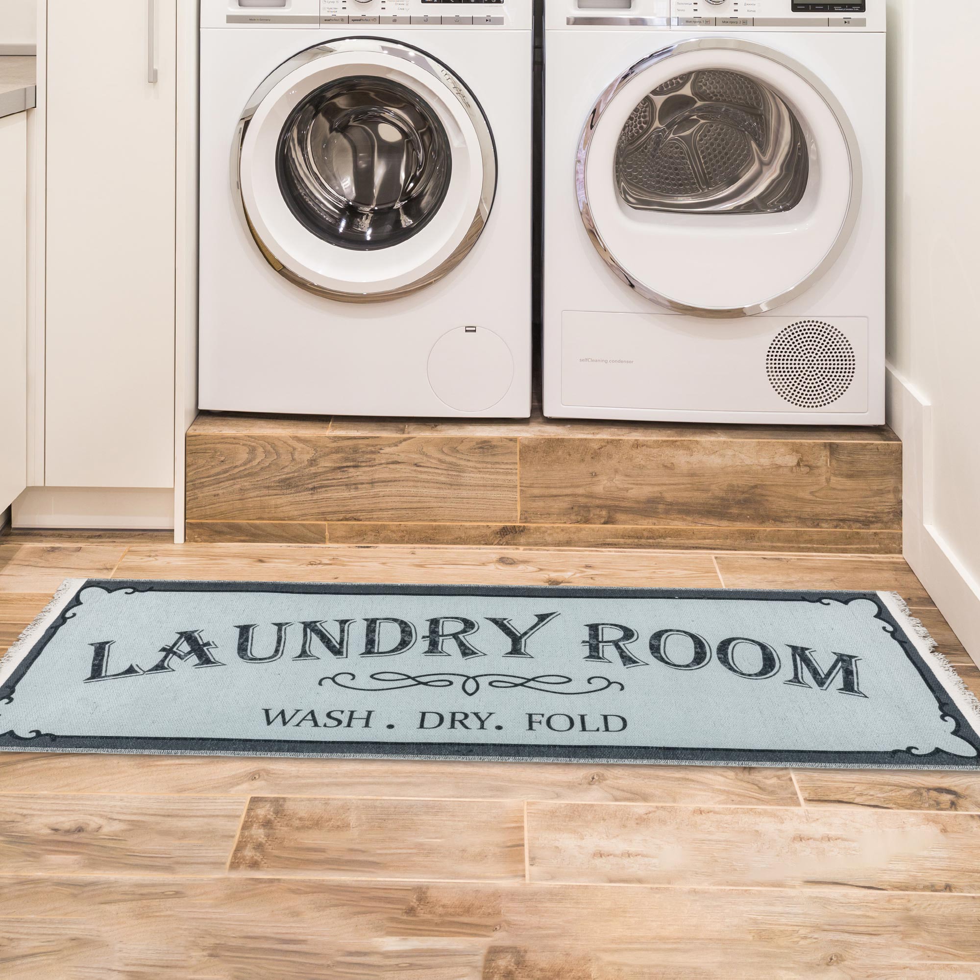 Ottomanson WTN7703-2X5 Washtown 2 x 5 (ft) Loomed Cotton Gray Cotton Rectangular Indoor Mid-Century Modern Machine washable Runner rug