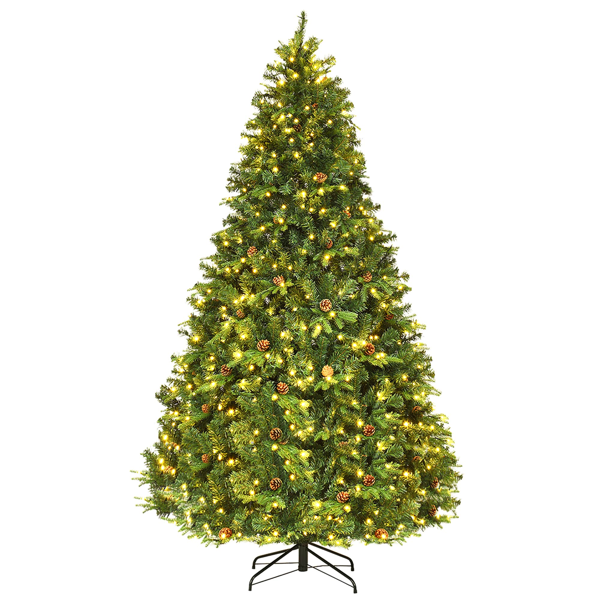 8ft Pre-lit Artificial Pine Christmas Tree with Warm White LED Lights