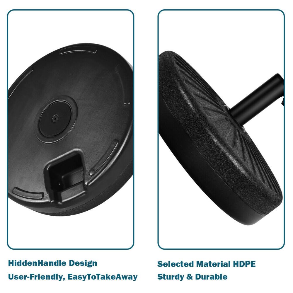 20'' Black Steel and HDPE Round Water Filled Umbrella Base