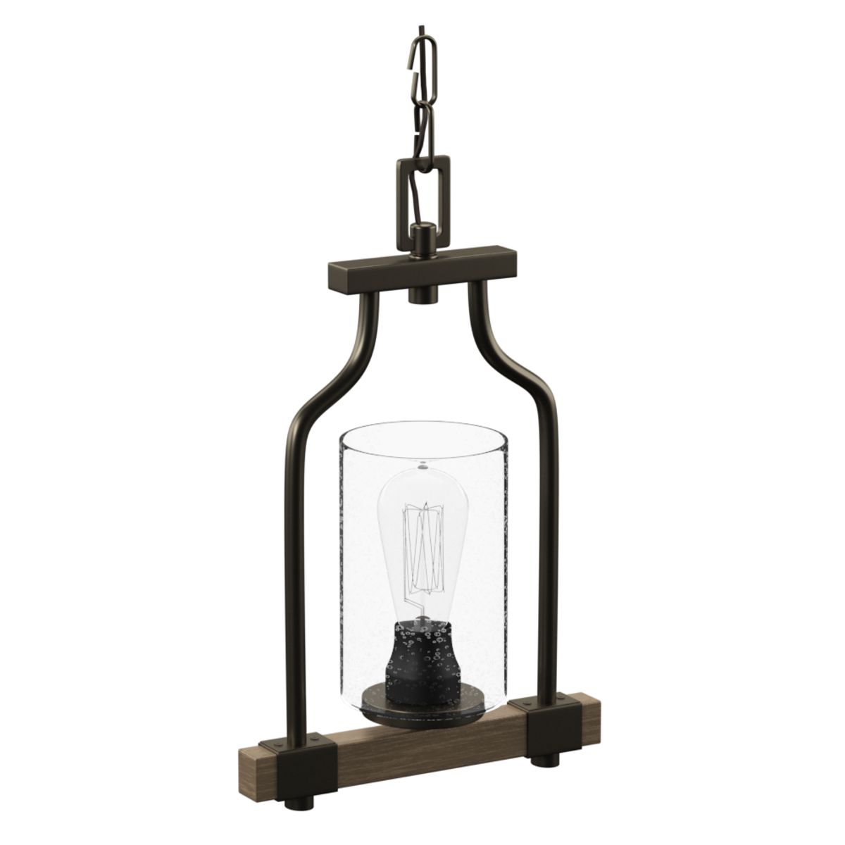Barnes Mill Antique Bronze Mini Pendant with Seeded Glass Shade