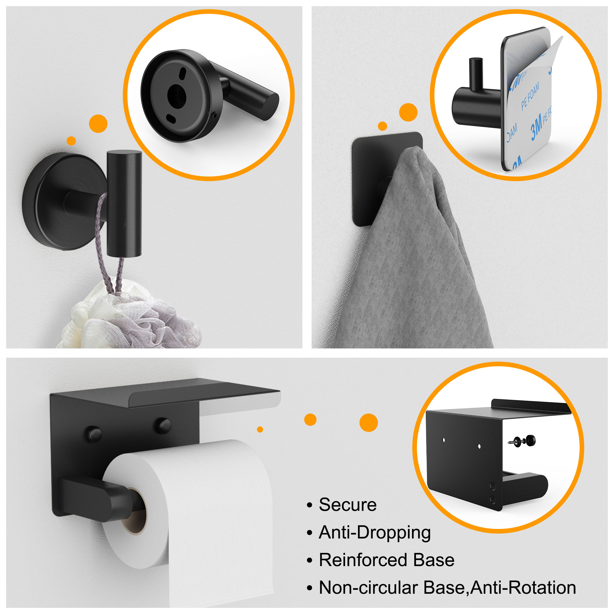PAIHOME LS-RD-BHS-MB-7-3P Bathroom-Accessories - View #5