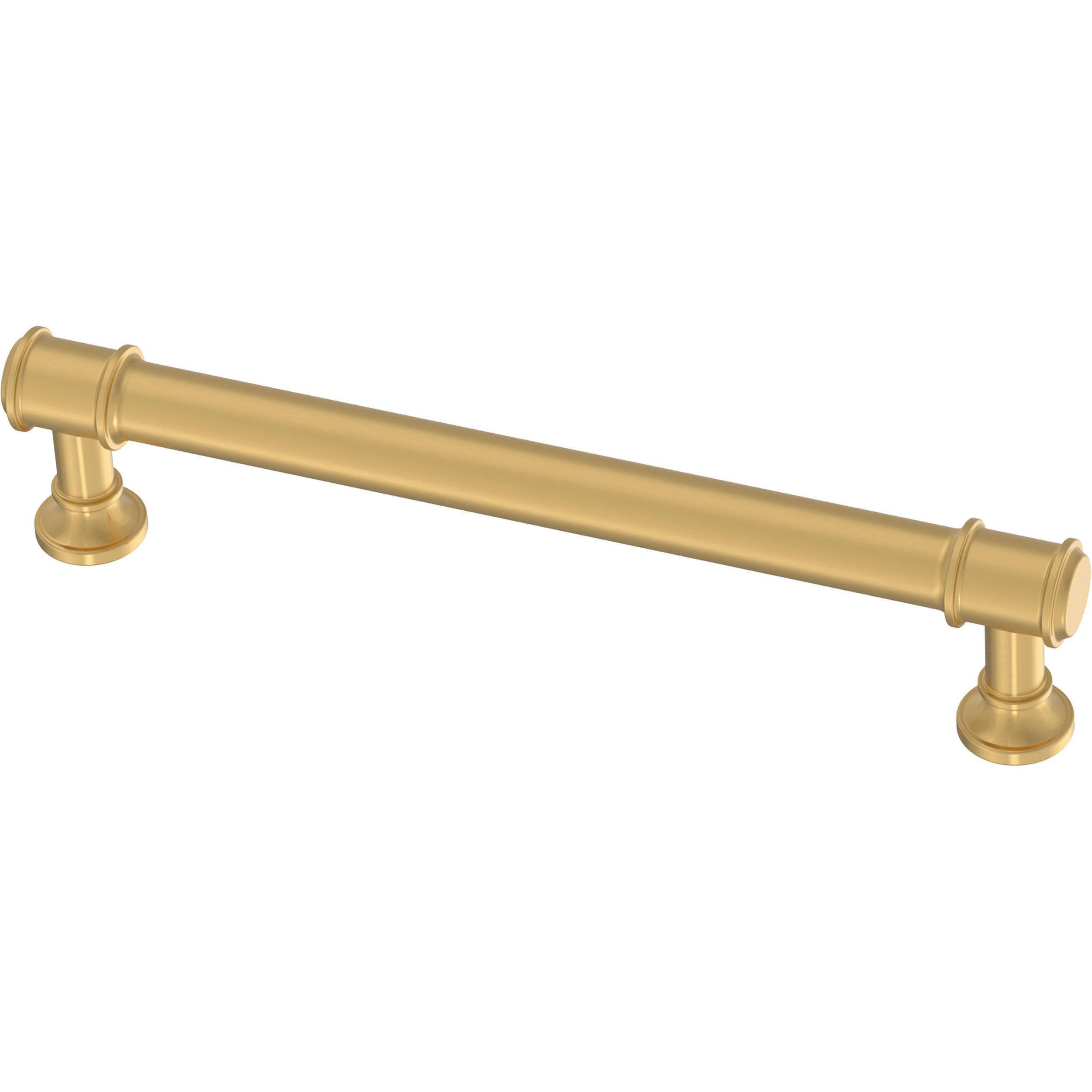 allen + roth P48187W-BRG-CP Magnus 5-1/16-in , 128mm Center to Center Brushed Gold Cylindrical Bar Drawer Pull