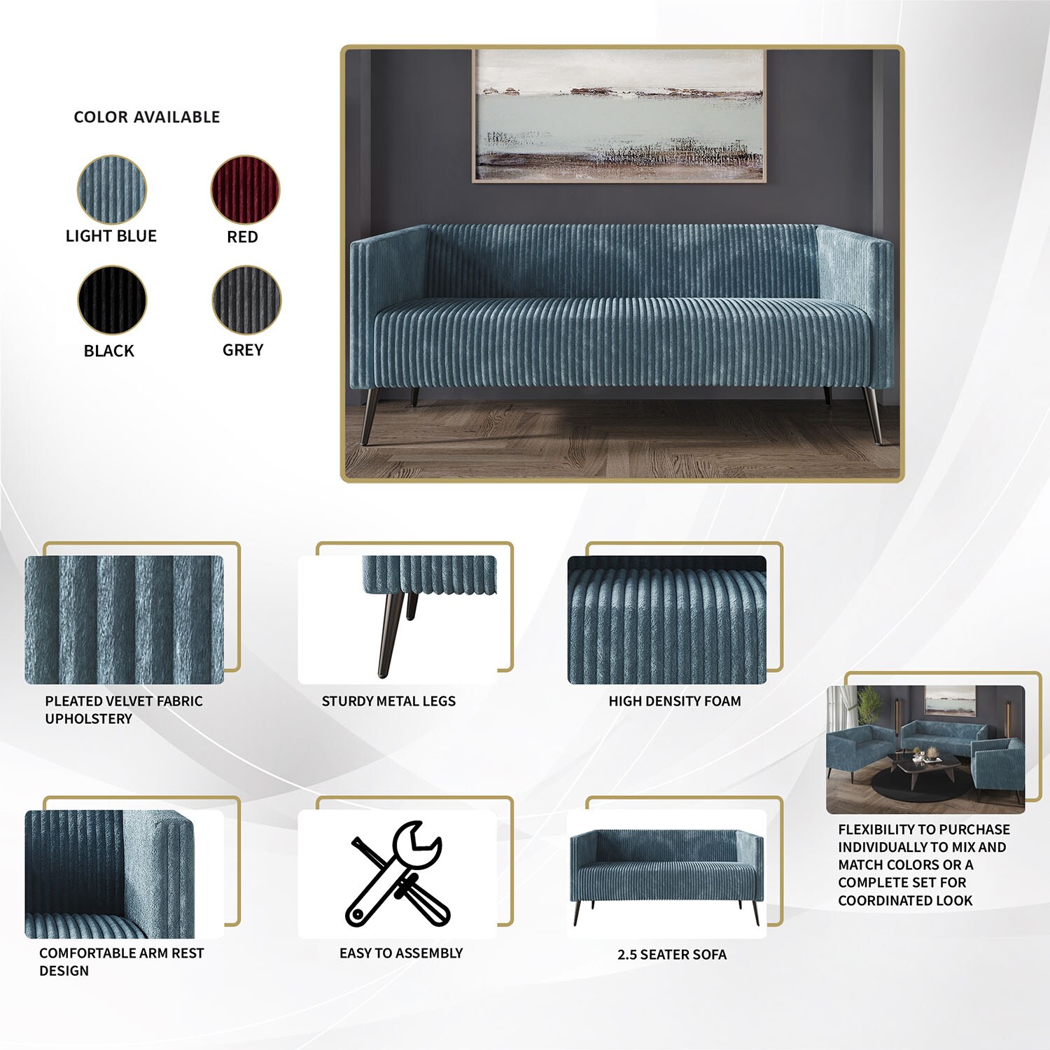 CasePiece C372SF-GY-VV Sofas-Loveseats - View #9
