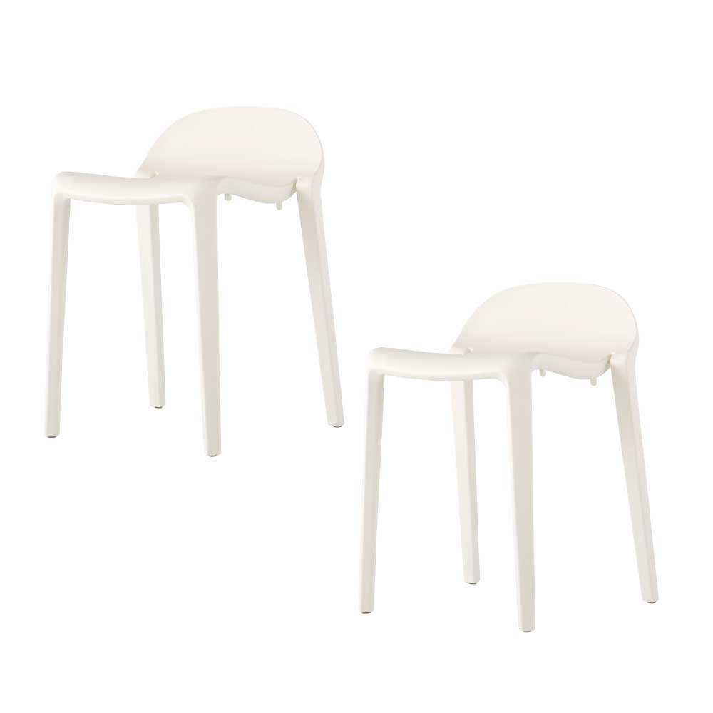 Lagoon 7057W9-AALGS Joyous Set of 2 Stackable White Resin Frame Stationary Dining Chair with Solid Seat